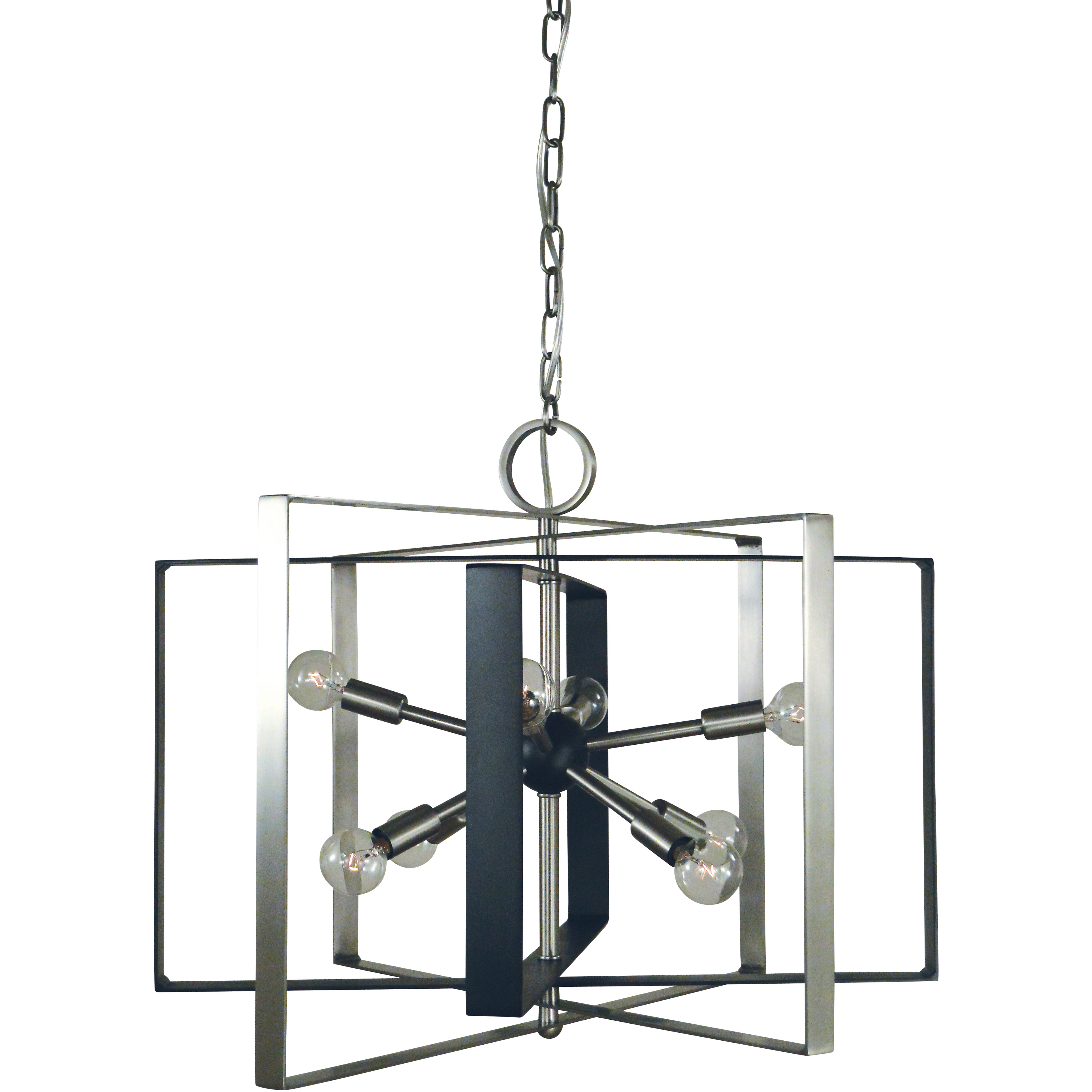 Interstellar 8 Light 26 inch Brushed Nickel with Matte Black Accents Chandelier Ceiling Light