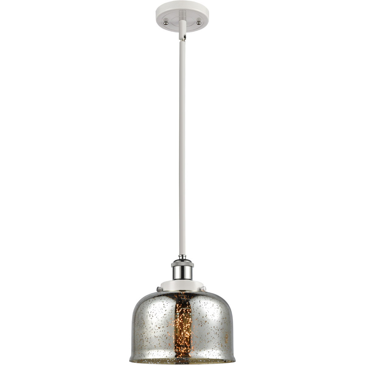 Ballston Bell LED 8 inch White and Polished Chrome Mini Pendant Ceiling Light, Large Bell