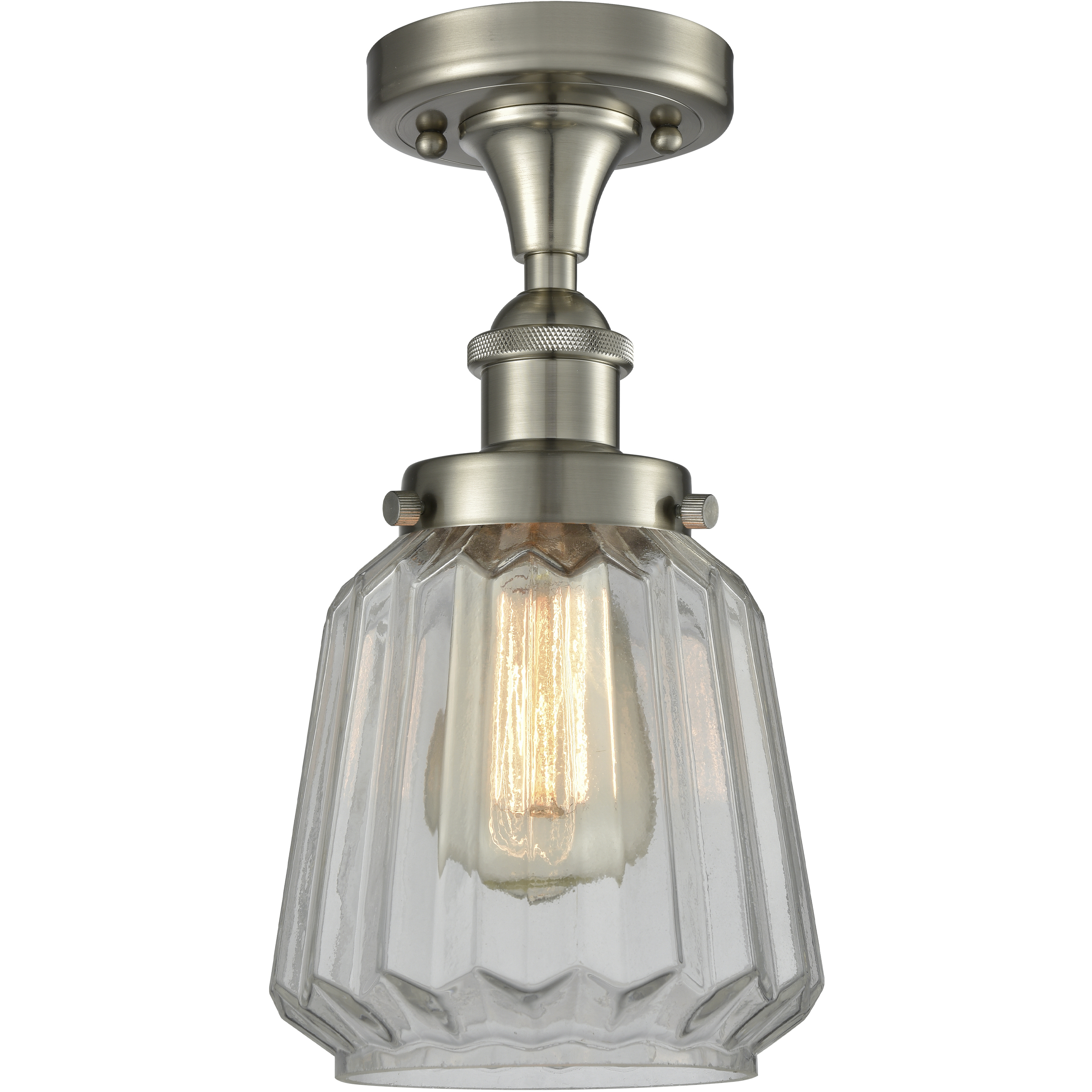 Chatham 1 Light 6.5 inch Brushed Satin Nickel Semi-Flush Mount Ceiling Light
