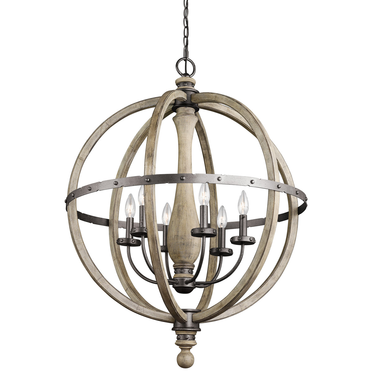 Evan 6 Light 28.5 inch Distressed Antique Gray Chandelier 1 Tier Large Ceiling Light, 1 Tier Large
