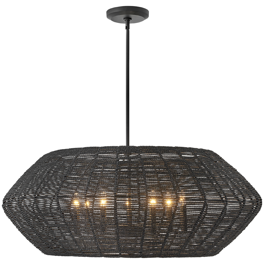 Lisa McDennon Luca 7 Light 38 inch Black Indoor Chandelier Ceiling Light, Convertible to Semi-Flush