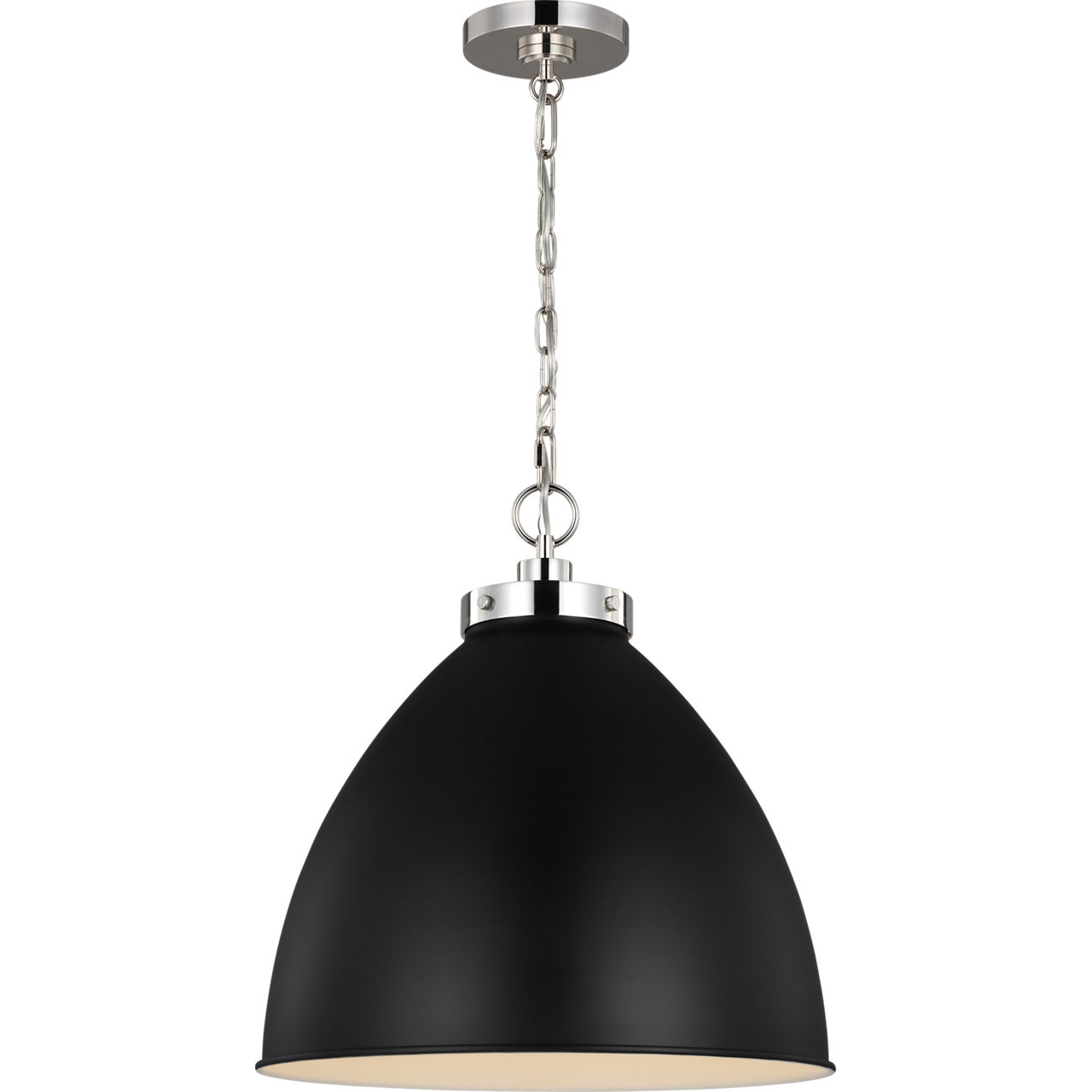 C&M by Chapman & Myers Wellfleet 1 Light 17.5 inch Midnight Black and Polished Nickel Pendant Ceiling Light in Midnight Black / Polished Nickel