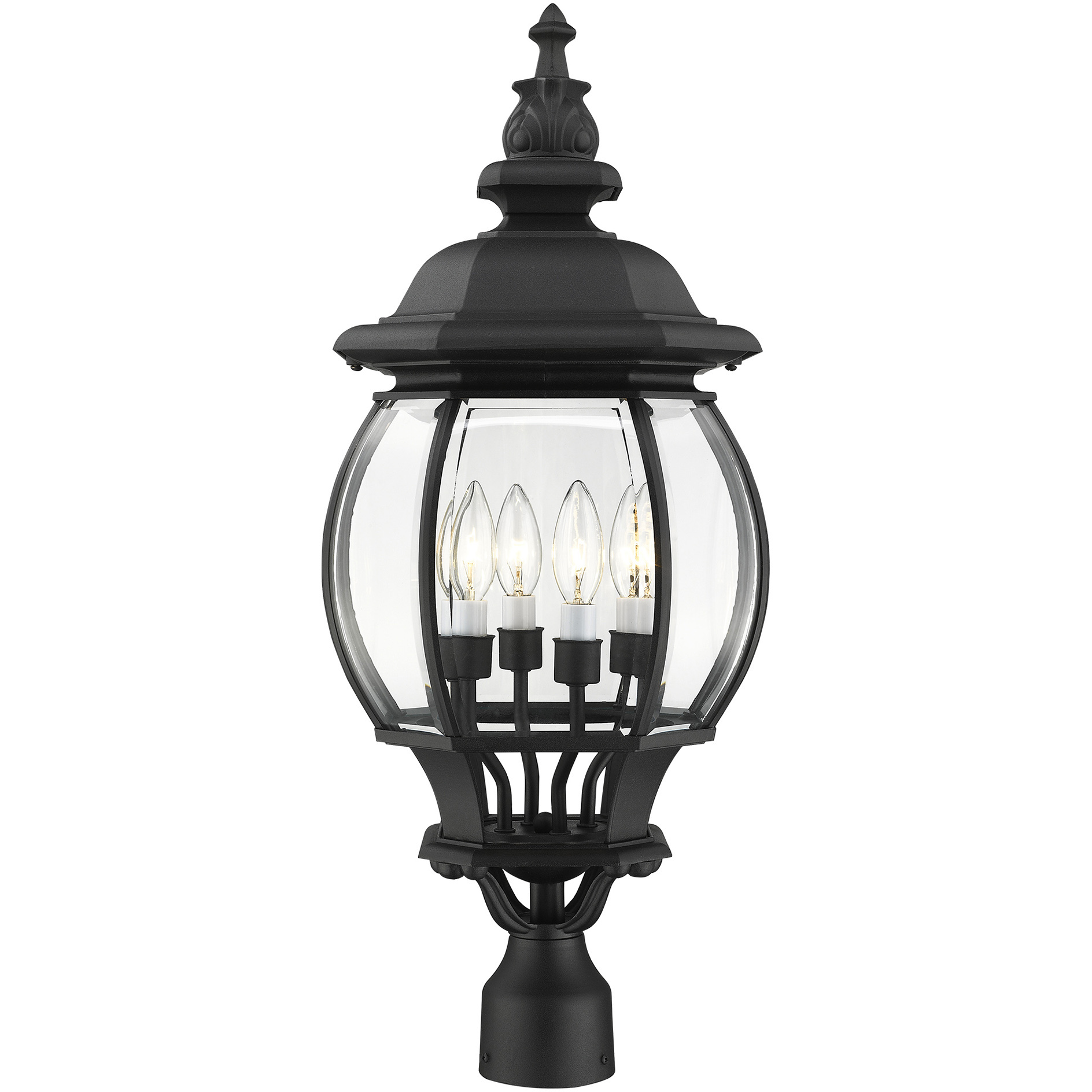 Frontenac 4 Light 27 inch Textured Black Outdoor Post Top Lantern