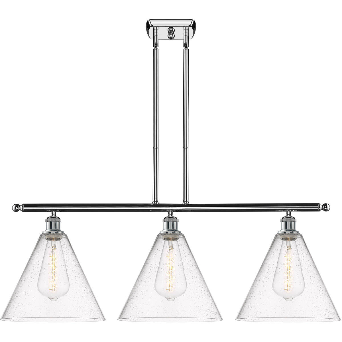 Ballston Ballston Cone LED 38.5 inch Polished Chrome Island Light Ceiling Light in Seedy Glass