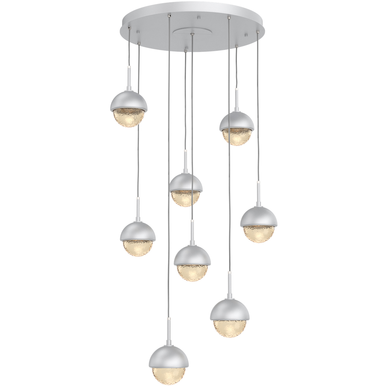 Cabochon LED Classic Silver Pendant Chandelier Ceiling Light in 3000K LED, Amber