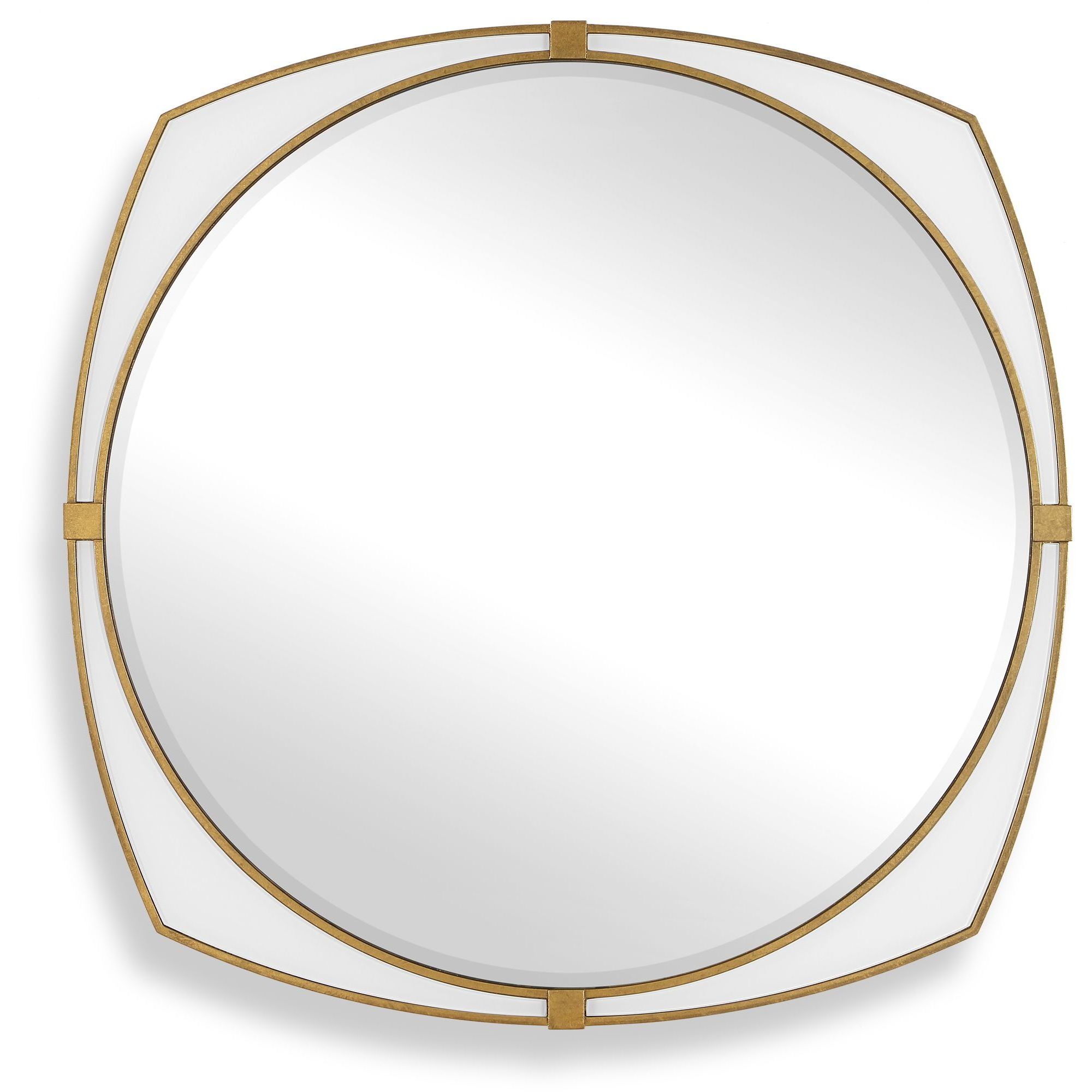 Estella 38.25 X 38.25 inch Warm Antique Gold and White Glass Mirror