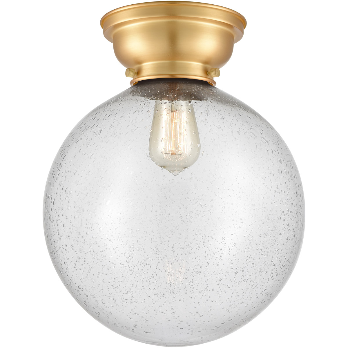 Aditi XX-Large Beacon LED 12 inch Satin Gold Flush Mount Ceiling Light in Seedy Glass, Aditi