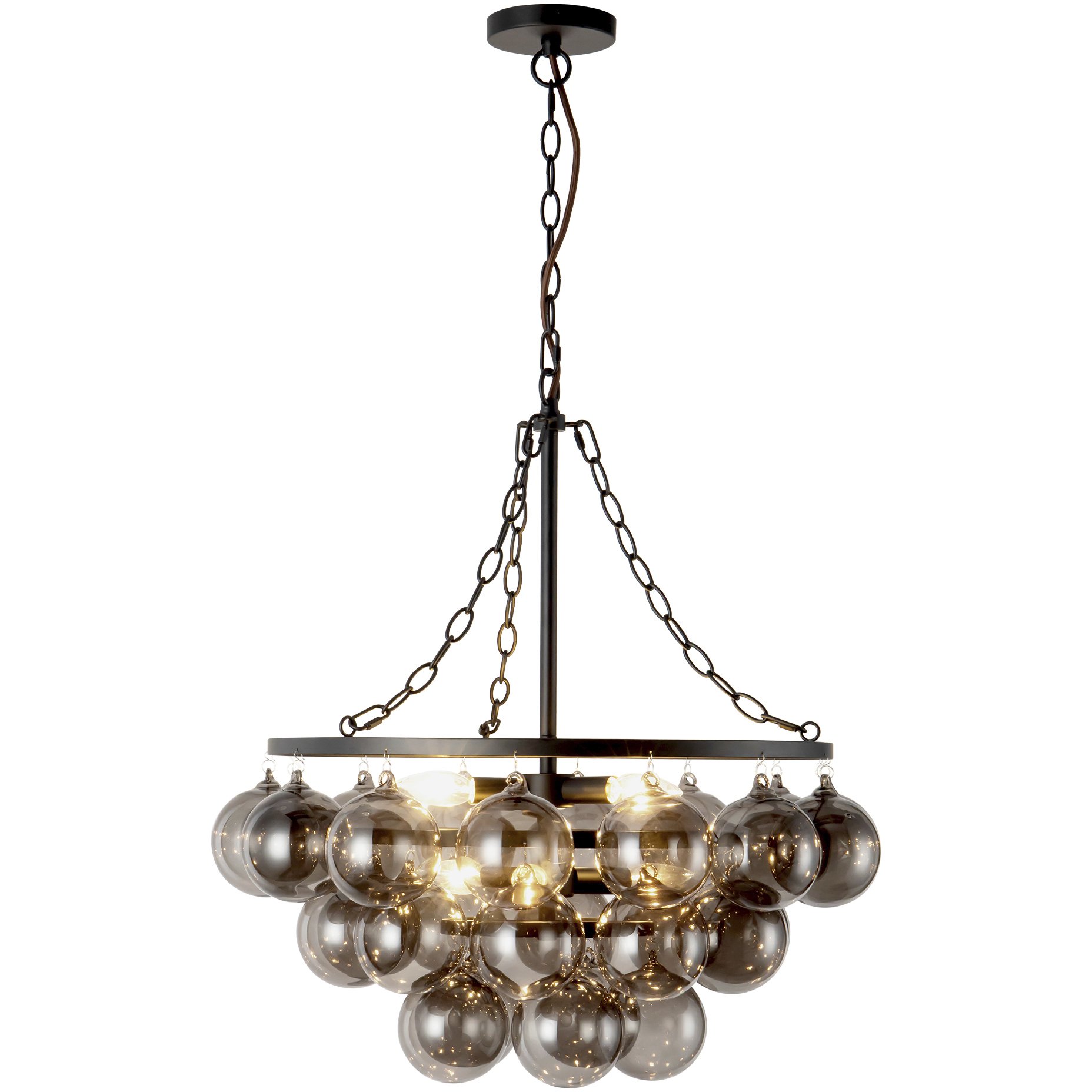 Alora Mood Faye 6 Light 24.13 inch Matte Black Chandelier Ceiling Light in Smoked Glass