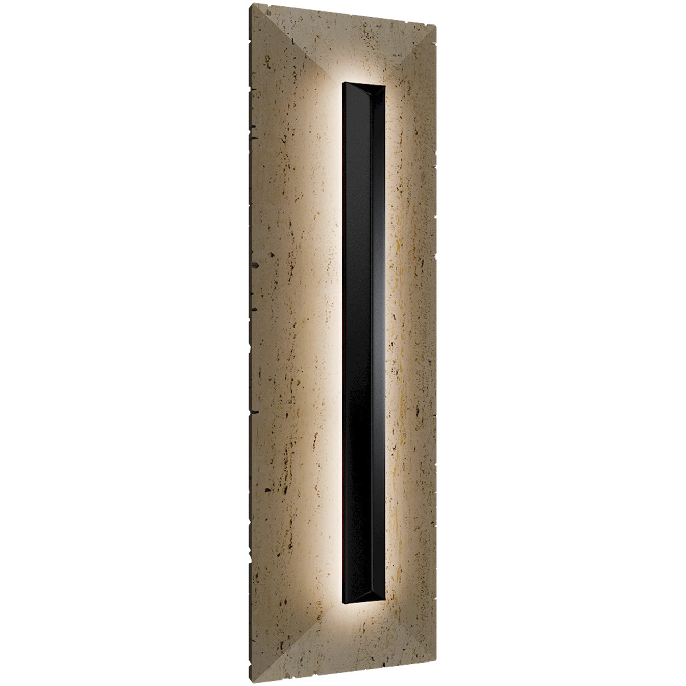 Bell Tower LED 20 inch Beige Travertine and Black Outdoor Wall Light