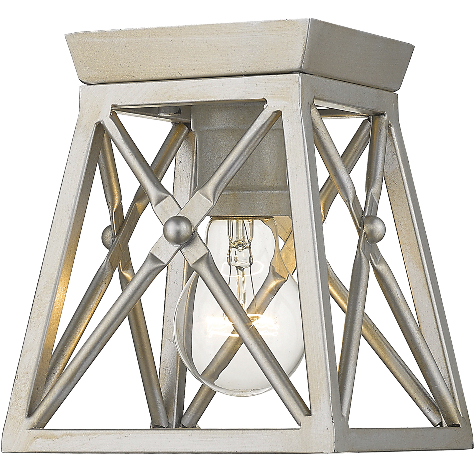 Trestle 1 Light 6 inch Antique Silver Flush Mount Ceiling Light
