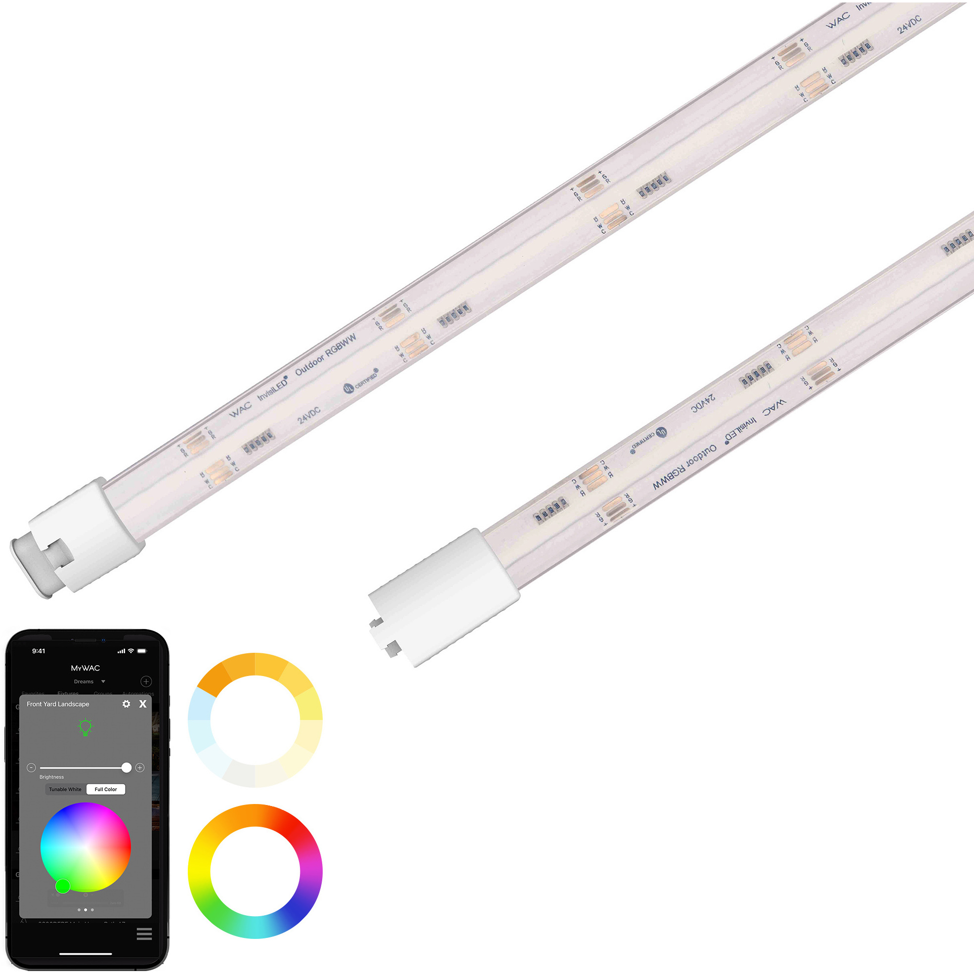 Colorscaping 12 LED 300 inch White Outdoor LED RGBWW Snap On 12V Strip Light in 25ft Strip, WAC Lighting