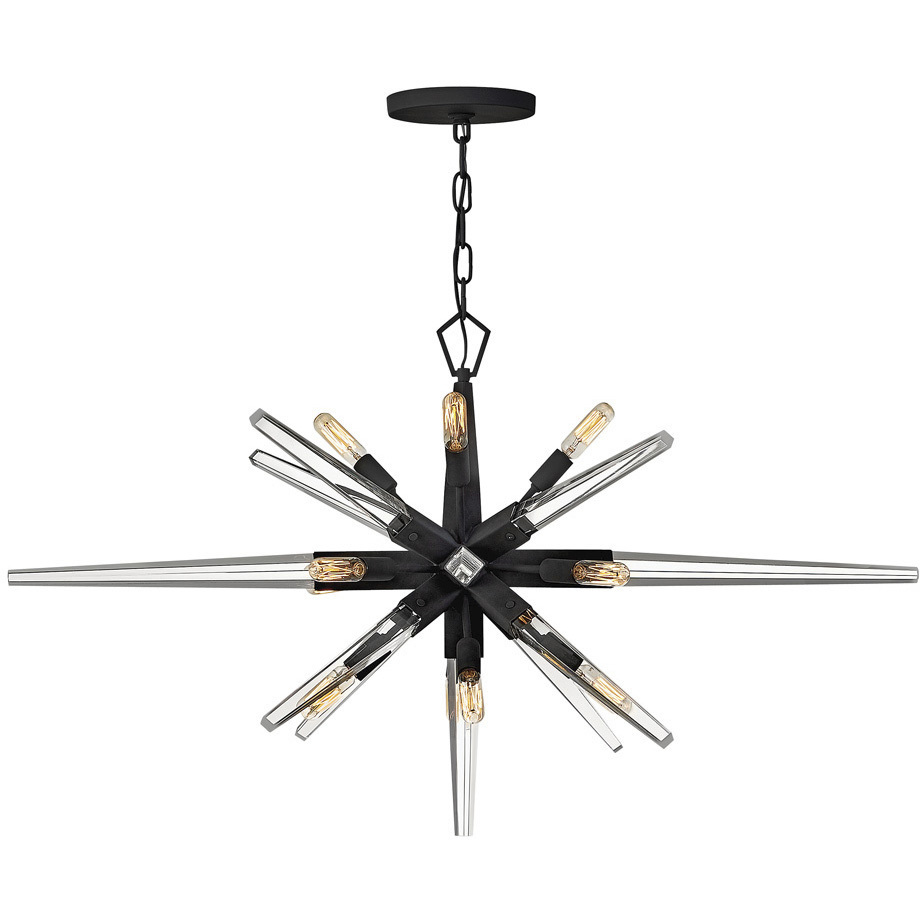 Ariel LED 40 inch Black Chandelier Ceiling Light, Linear & Oval