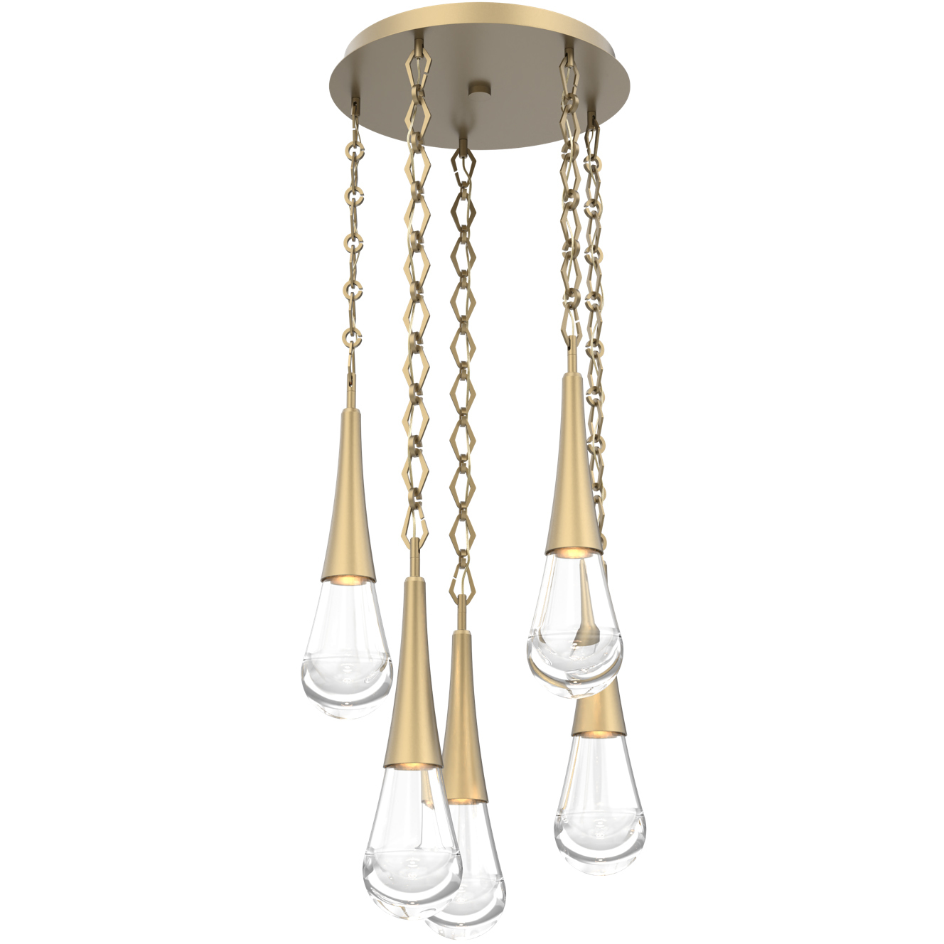 Raindrop LED 18.8 inch Gilded Brass Multi-Pendant Ceiling Light in 2700K LED, Diamond Chain