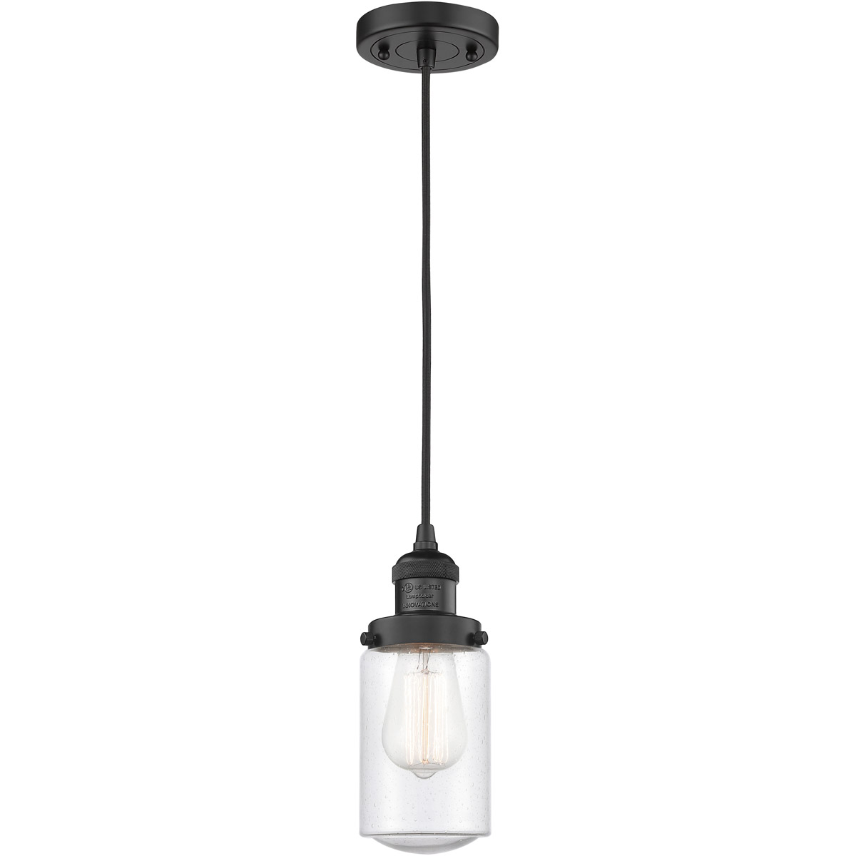 Franklin Restoration Dover 1 Light 5 inch Matte Black Mini Pendant Ceiling Light in Seedy Glass, Franklin Restoration