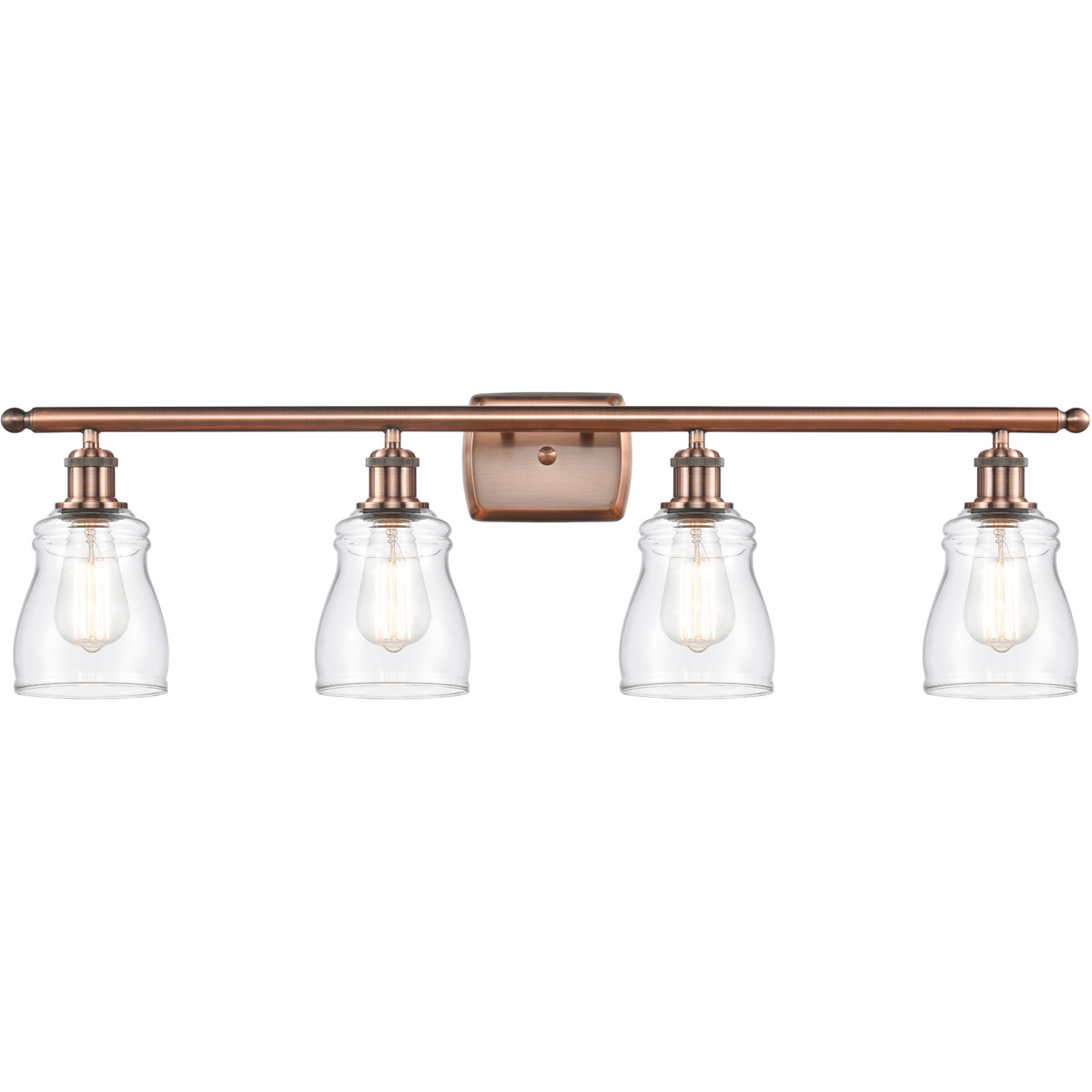 Ballston Ellery 4 Light 36 inch Antique Copper Bath Vanity Light Wall Light in Clear Glass, Ballston