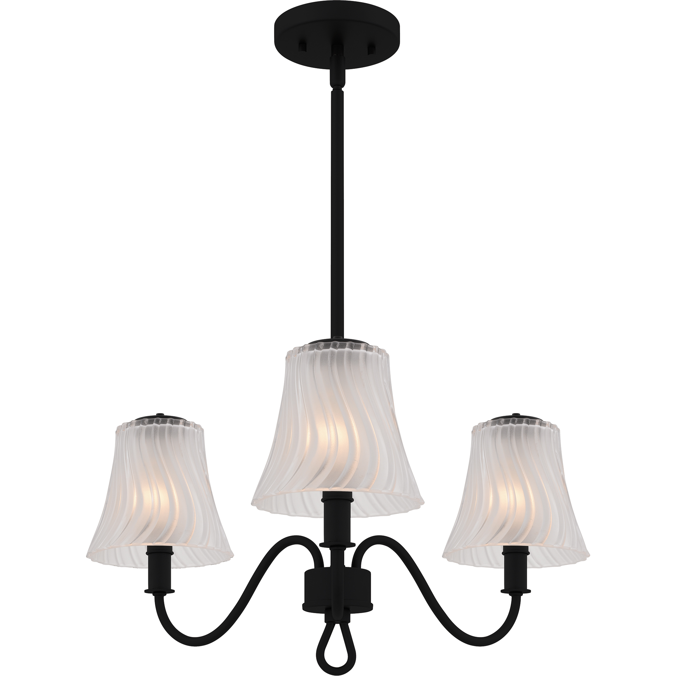 McKinney 3 Light 21.75 inch Matte Black Chandelier Ceiling Light