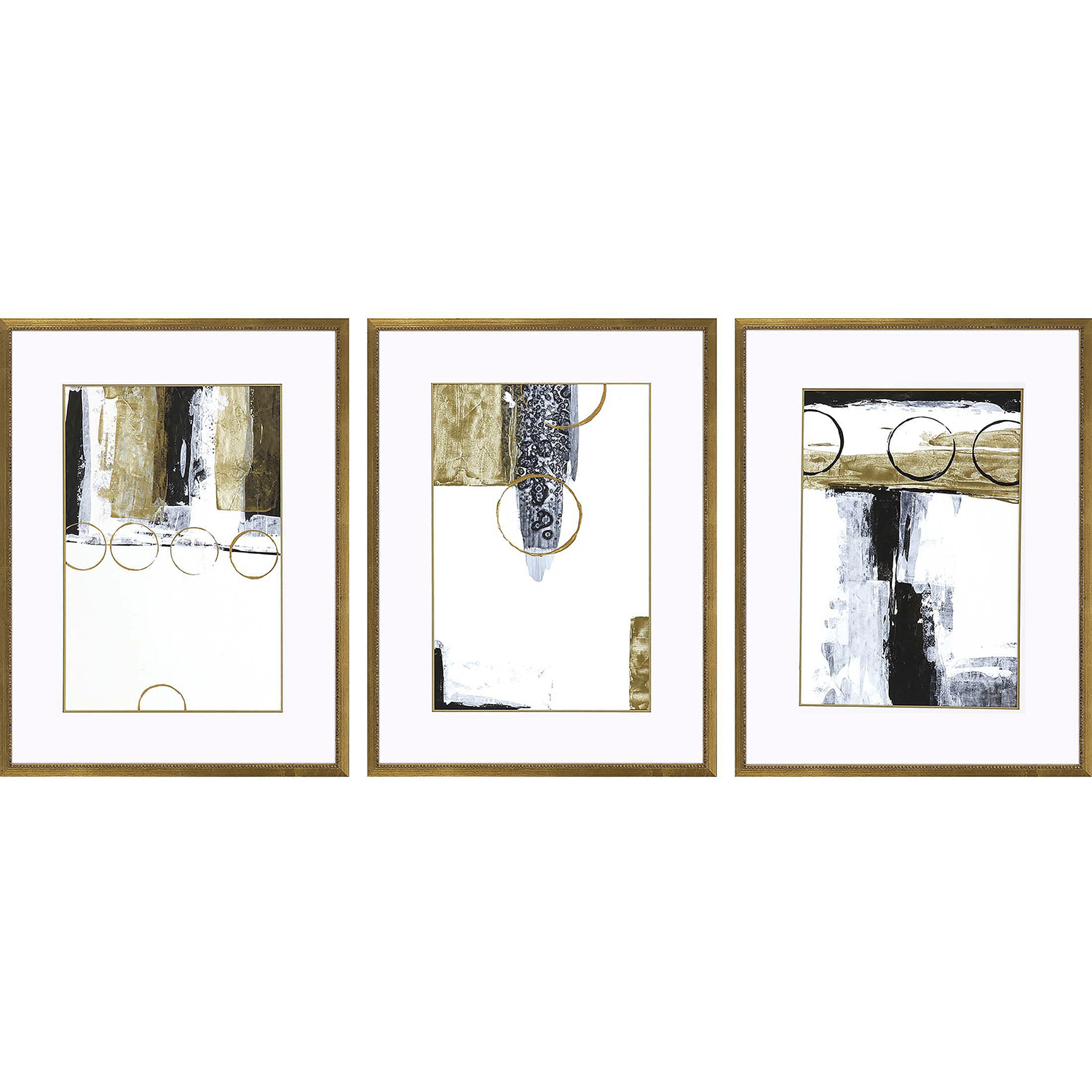 Neo Moderne White and Metallic and Brown Framed Art, The Studio