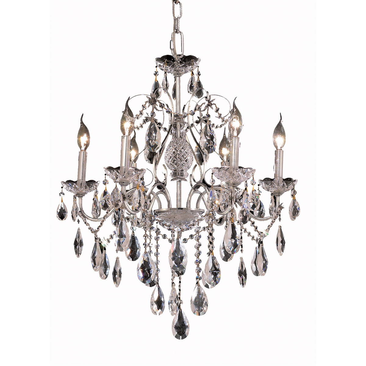 St. Francis 6 Light 24 inch Chrome Dining Chandelier Ceiling Light in Royal Cut