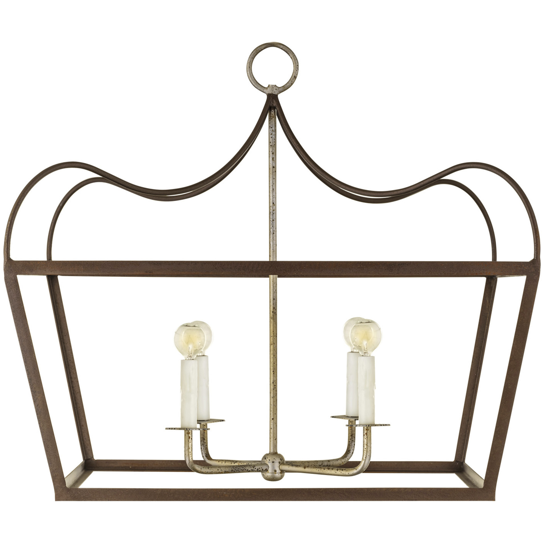 New Traditional 4 Light Antique Brass and Antique Platinum Pendant Ceiling Light