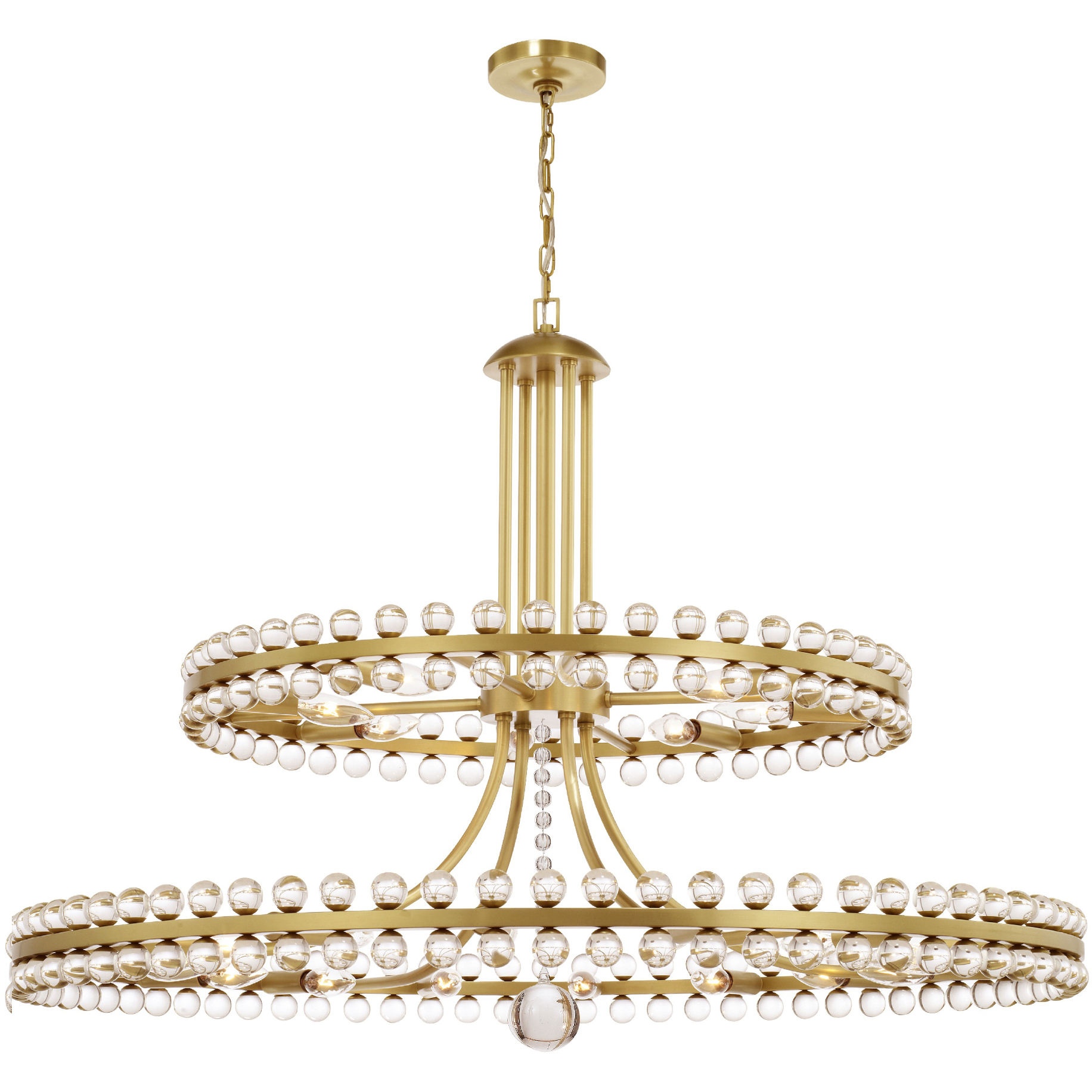 Clover 24 Light 39.25 inch Aged Brass Chandelier Ceiling Light