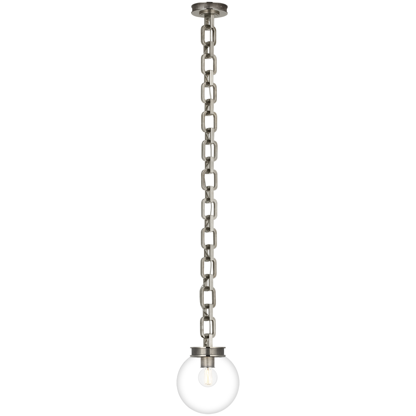 Marie Flanigan Bellamy LED 8 inch Pewter Globe Chandelier Ceiling Light in Clear Glass