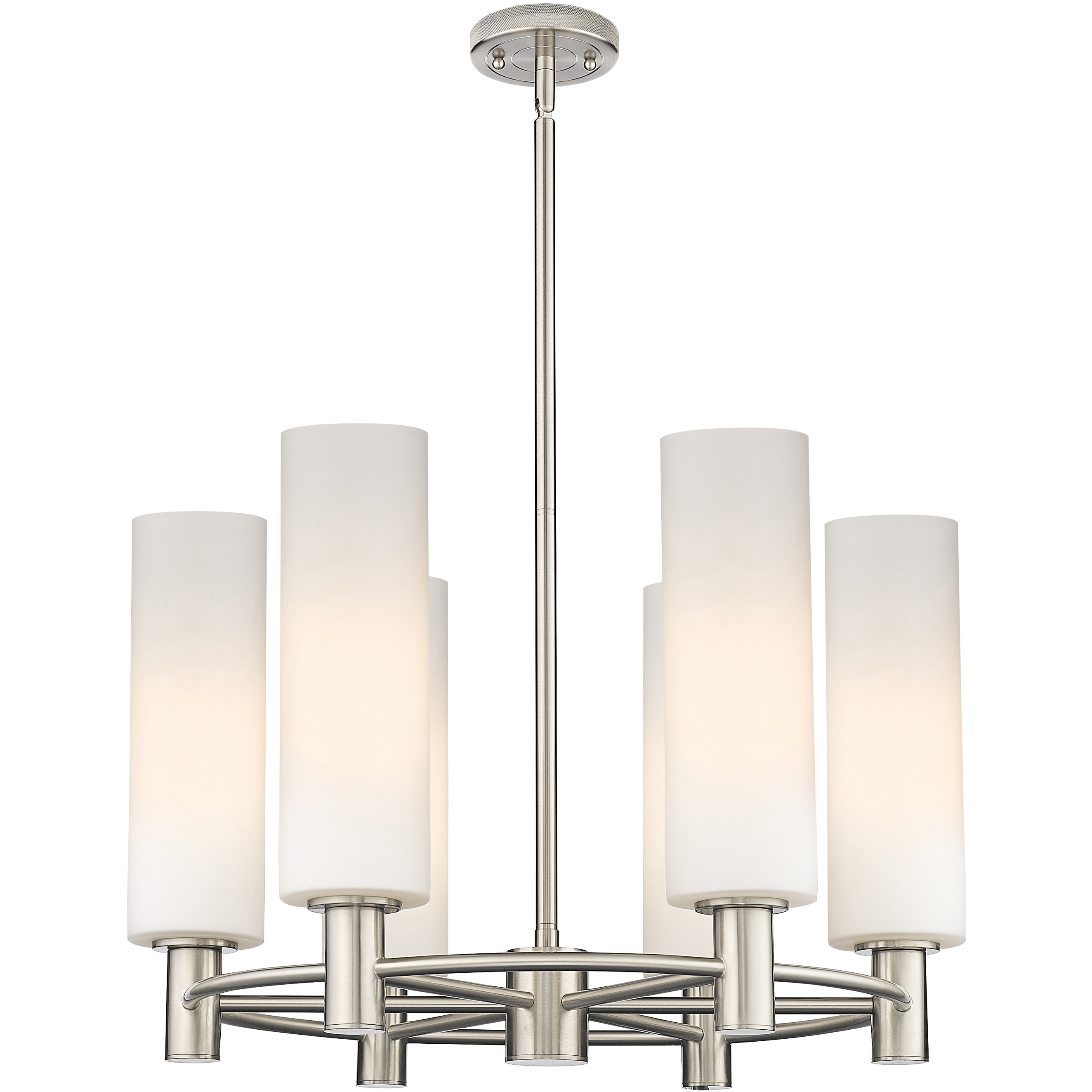 Crown Point 6 Light 24 inch Satin Nickel Chandelier Ceiling Light in Matte White Glass
