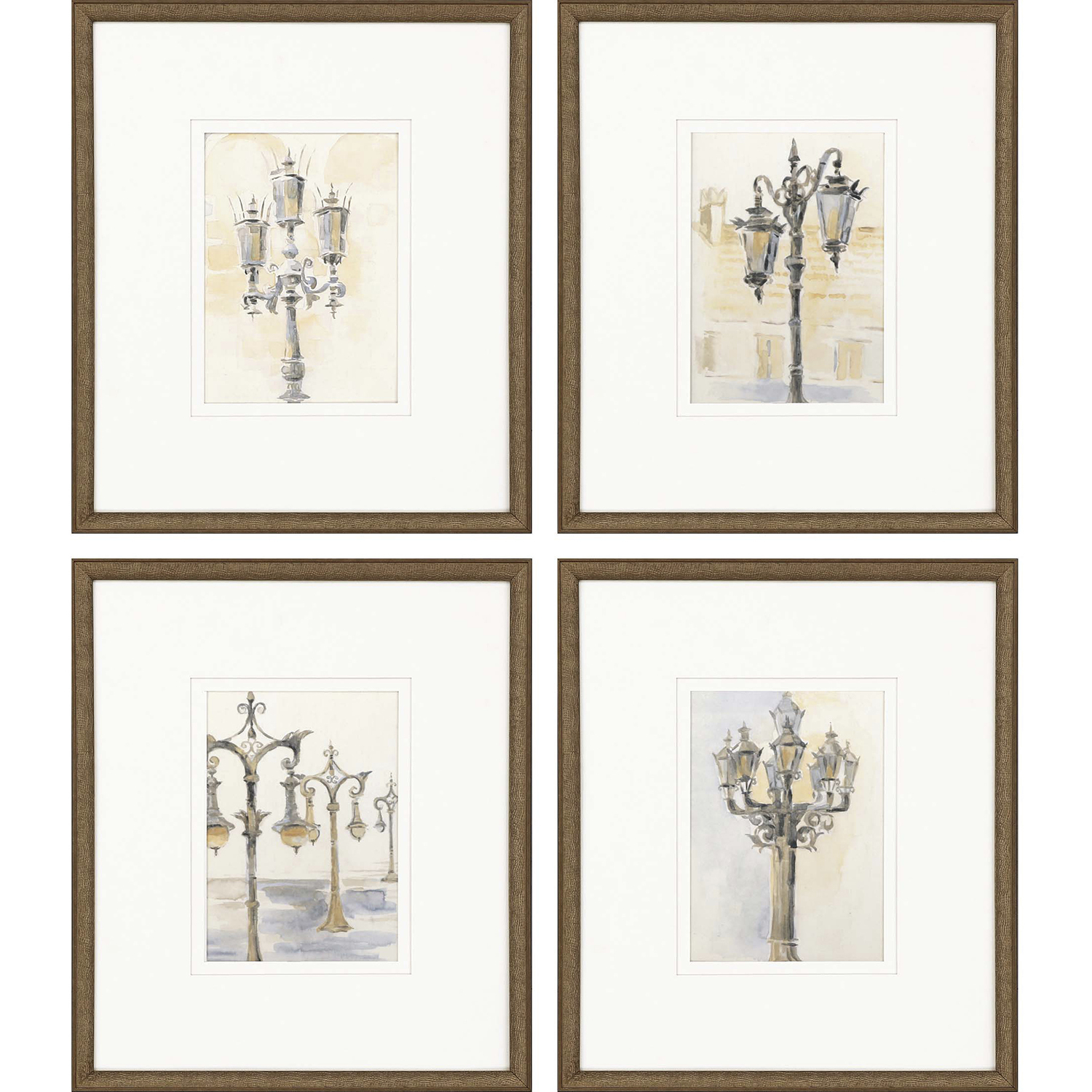 Gates / Light Posts Neutral and Beige and Yellow and Gray Framed Art, The Studio