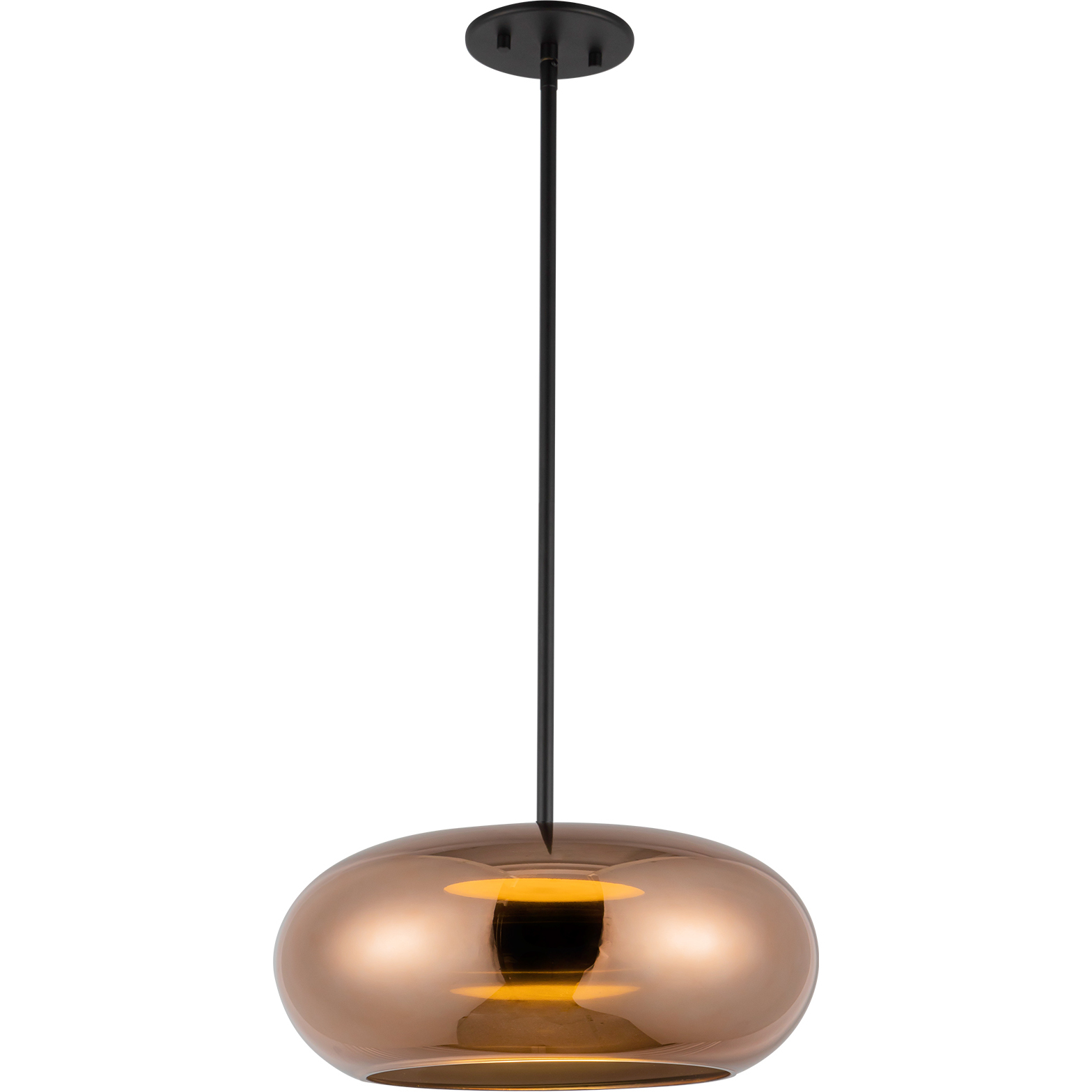 Trinity LED 14.25 inch Black Pendant Ceiling Light in Copper Glass