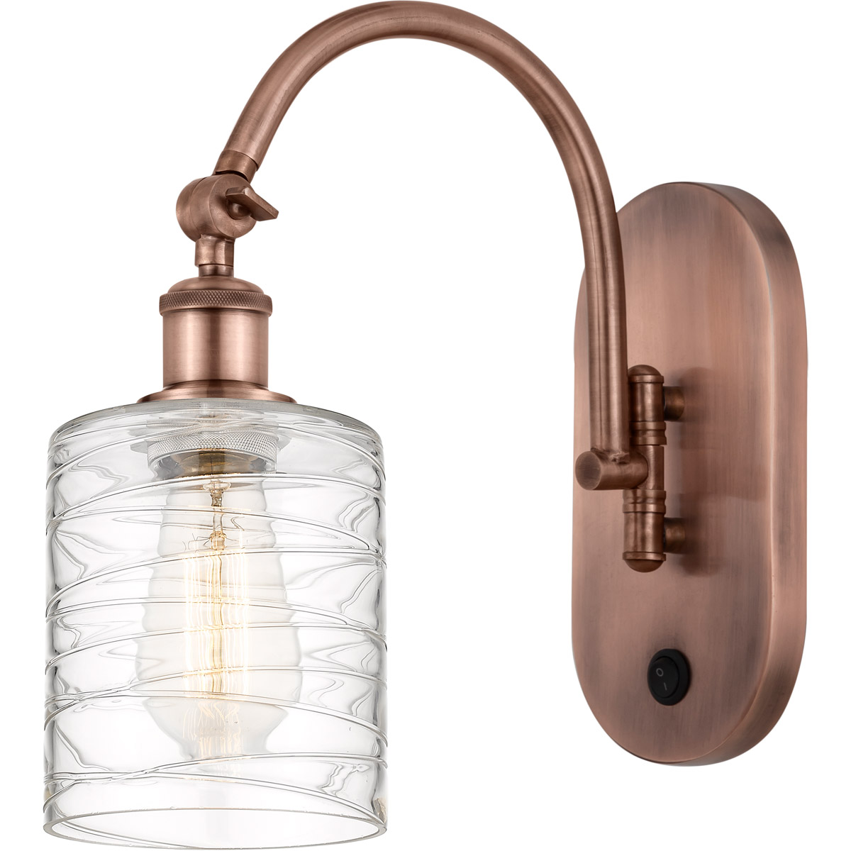 Ballston Cobbleskill LED 5.3 inch Antique Copper Sconce Wall Light in Deco Swirl Glass