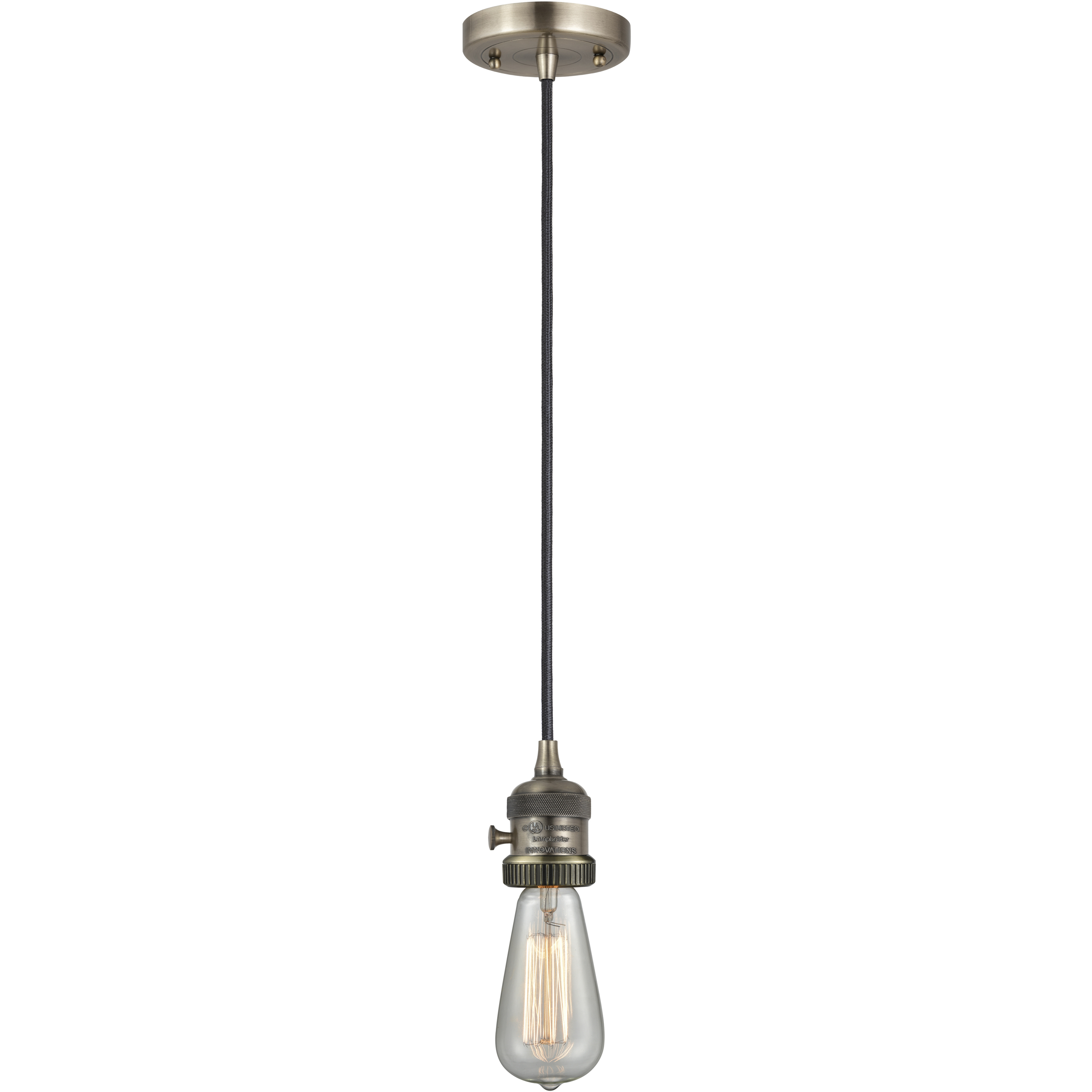 Franklin Restoration Bare Bulb LED 2 inch Antique Brass Mini Pendant Ceiling Light