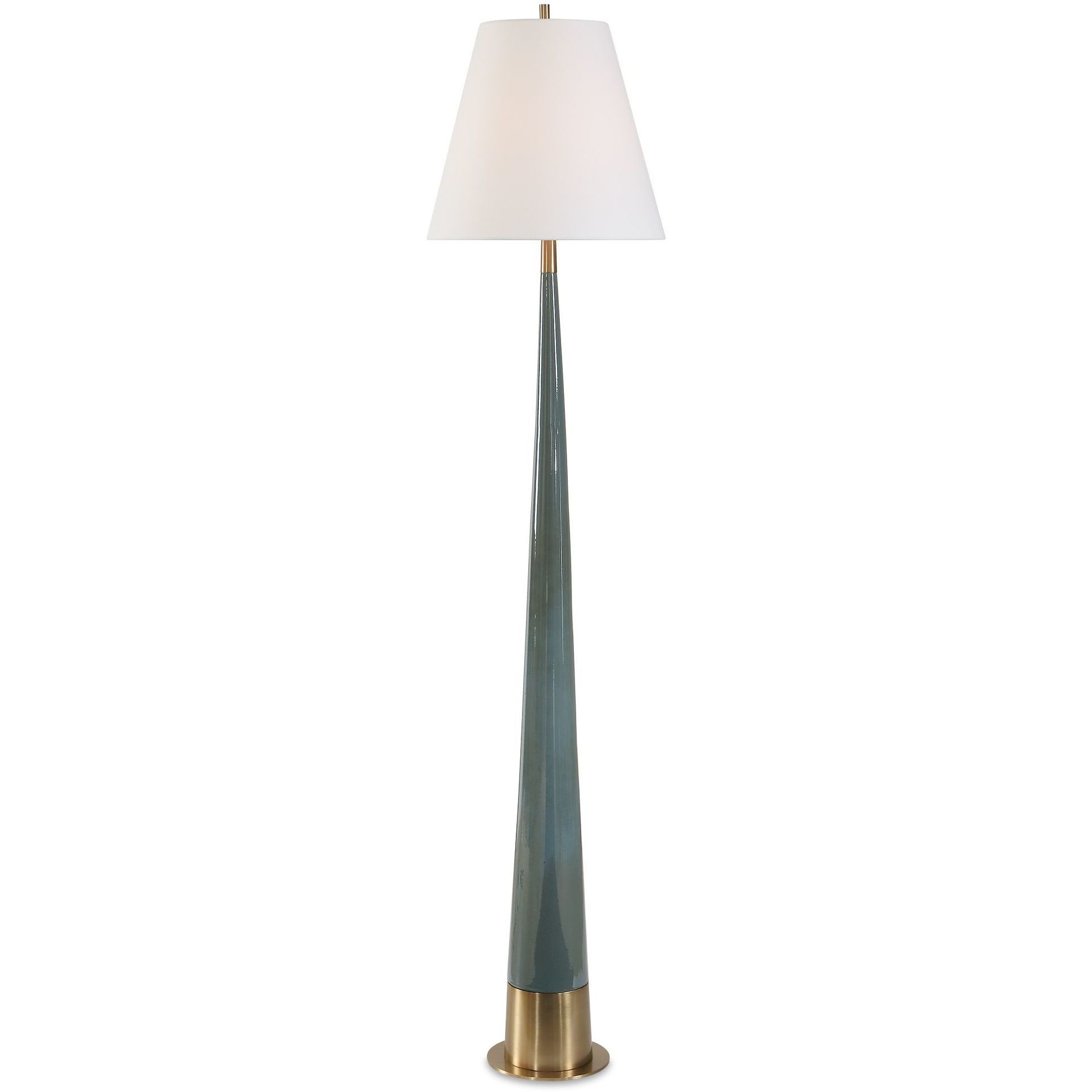 Riccardi 67.5 inch 150 watt Smokey Blue Glaze and Antique Brass Floor Lamp Portable Light