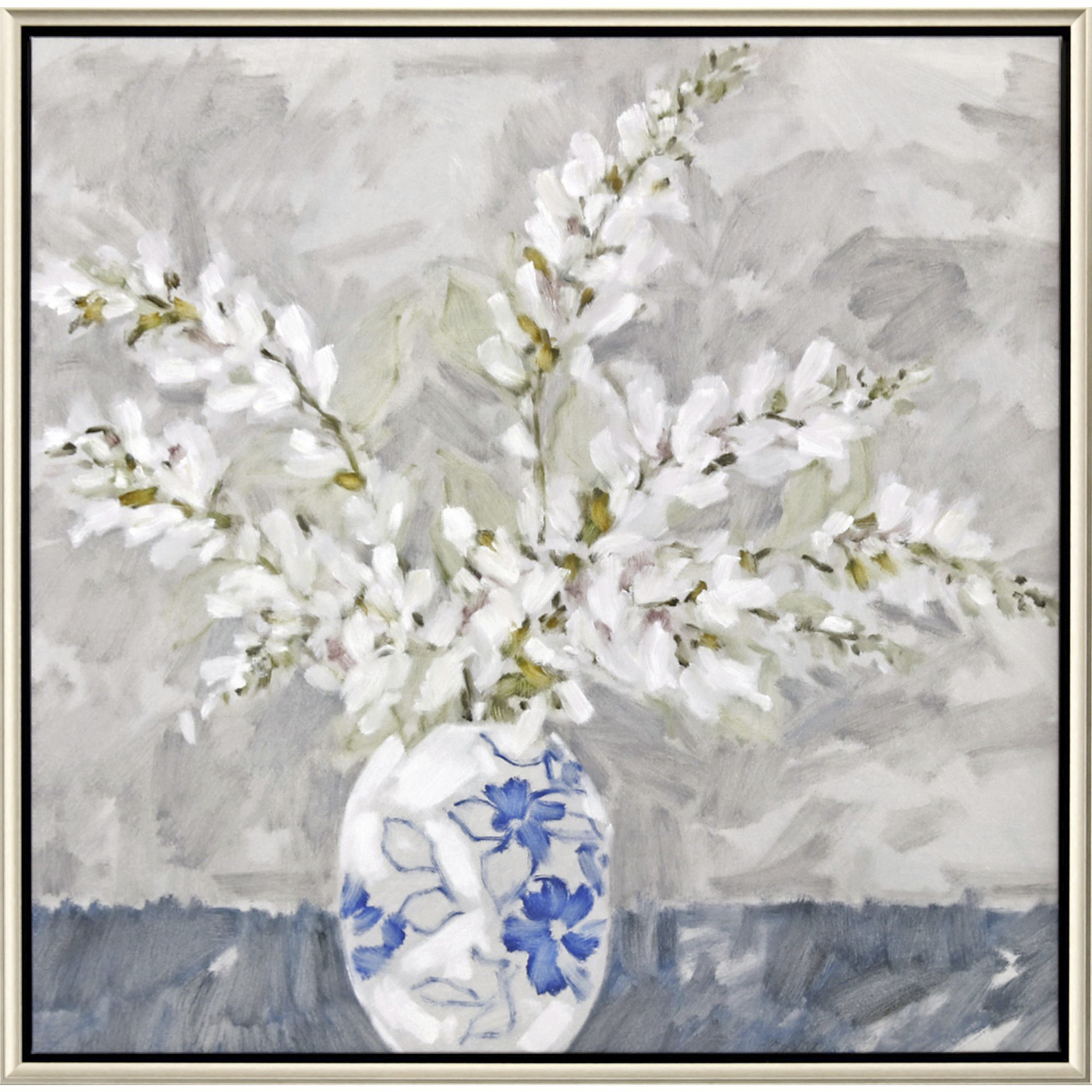 Calm Moment White and Blue and Gray and Multi Canvas