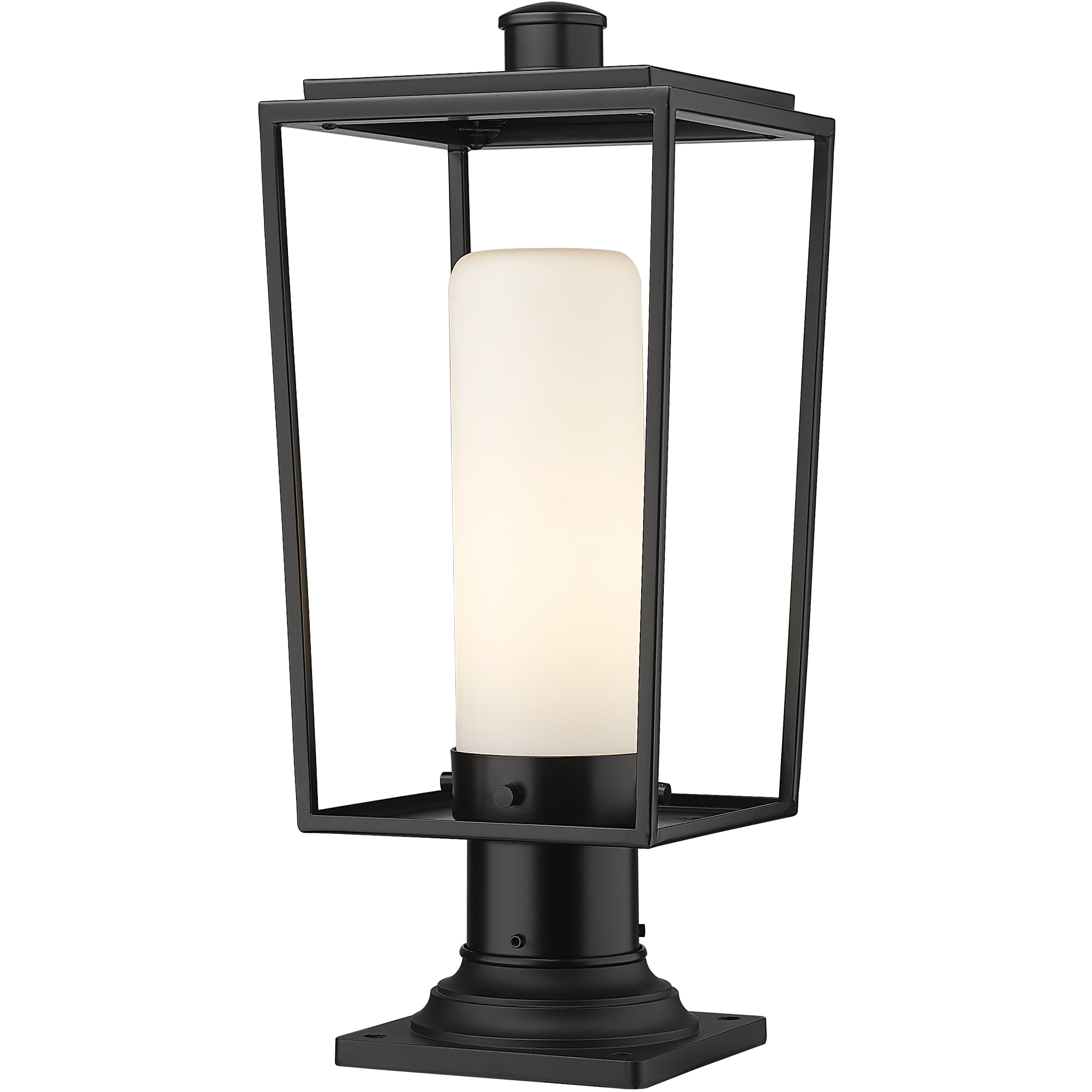 Sheridan 1 Light 19.5 inch Black Outdoor Pier Mounted Fixture in White Opal Glass