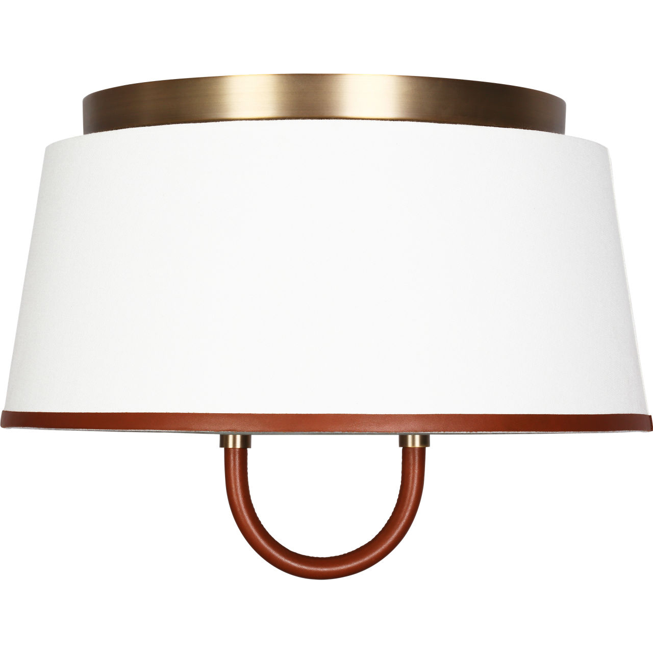 Katie 2 Light 16 inch Time Worn Brass / Saddle Leather Flush Mount Ceiling Light