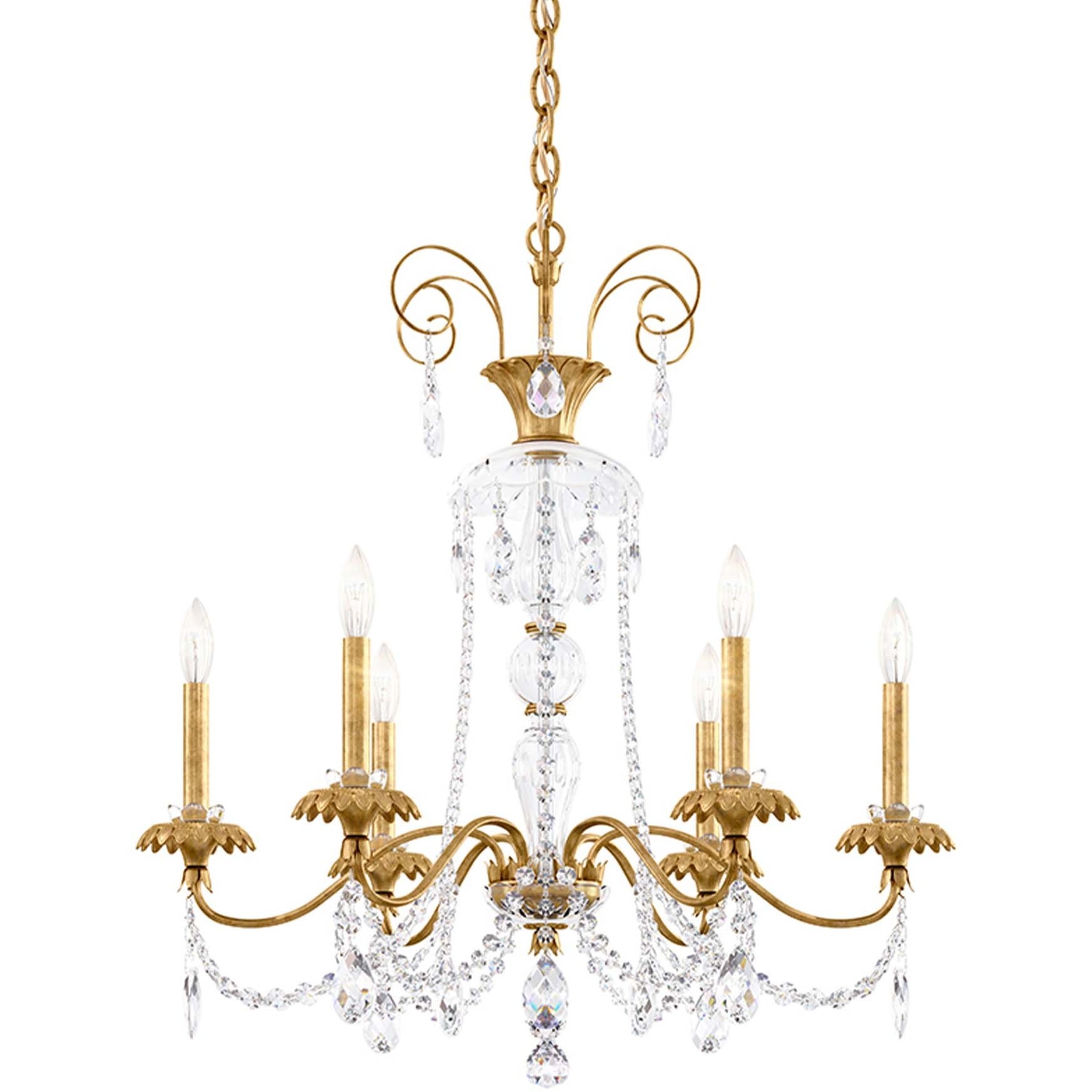 Helenia 6 Light 28 inch Heirloom Gold Chandelier Ceiling Light, Adjustable Height