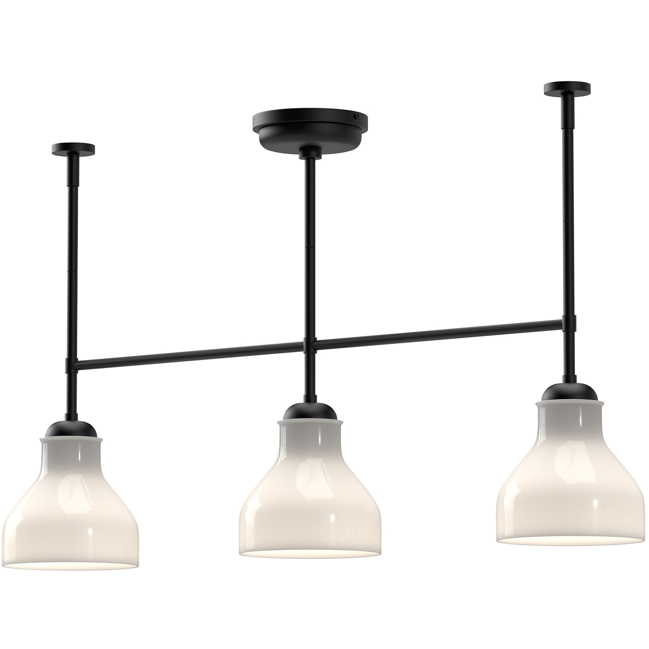 Alora Mood Westlake 3 Light 33.88 inch Glossy Opal Glass/Matte Black Linear Pendant Ceiling Light