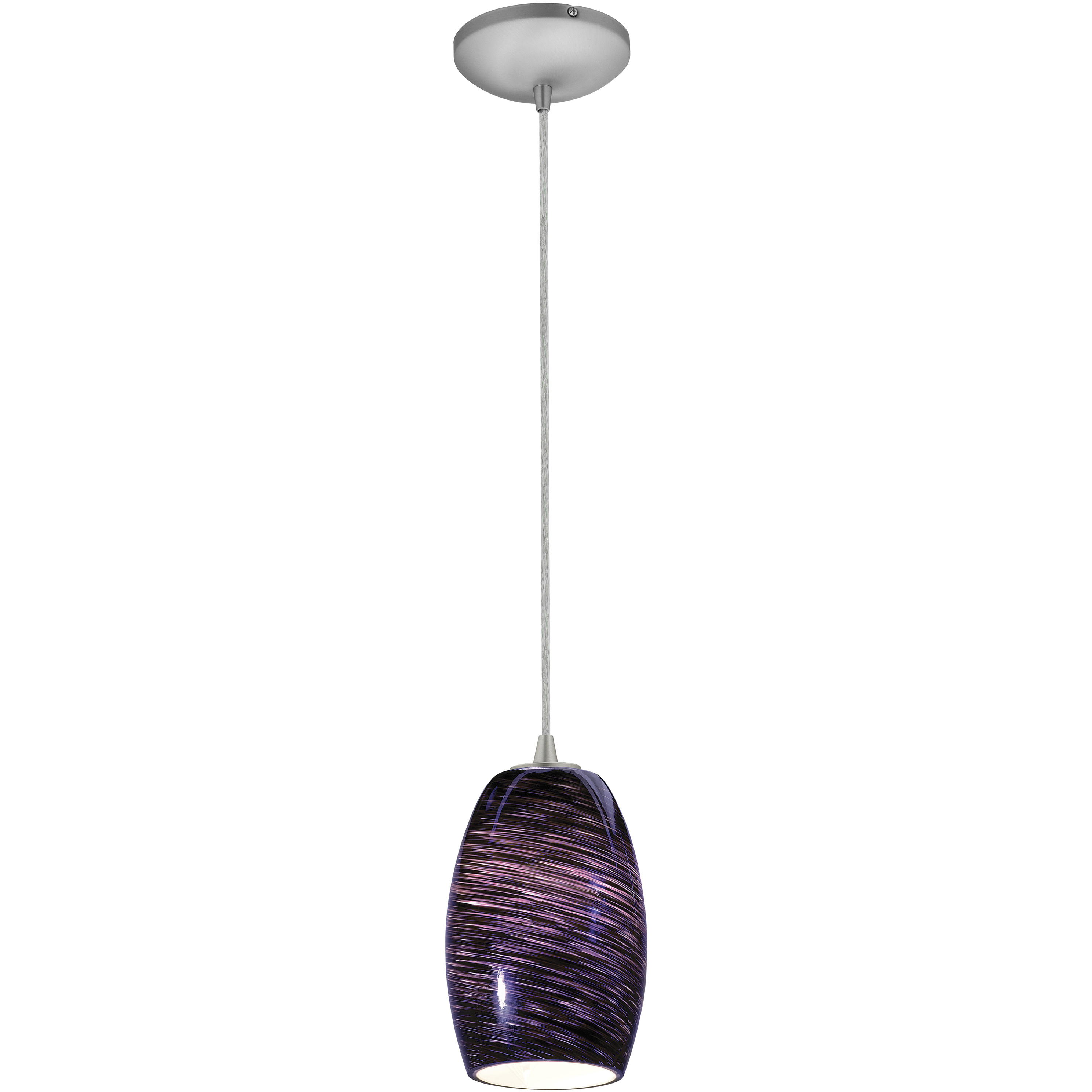 Chianti 1 Light 5 inch Brushed Steel Pendant Ceiling Light in Purple Swirl