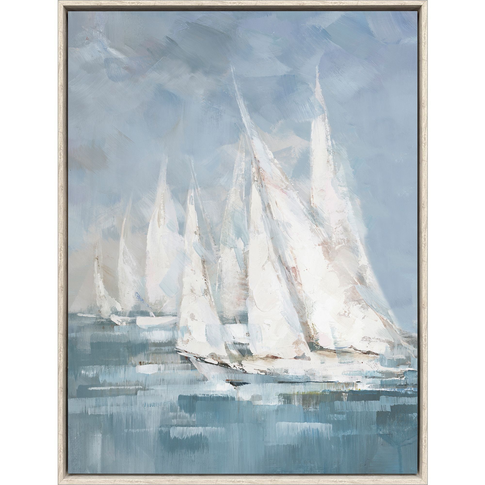 Racing in Wind Blue and Gray and Multi and White Canvas