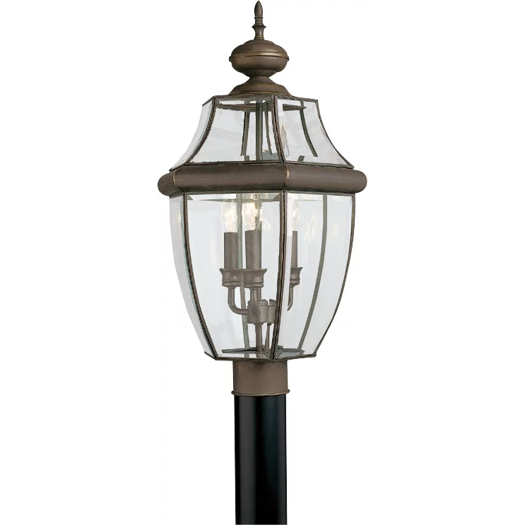 Lancaster 3 Light 24 inch Antique Bronze Outdoor Post Lantern