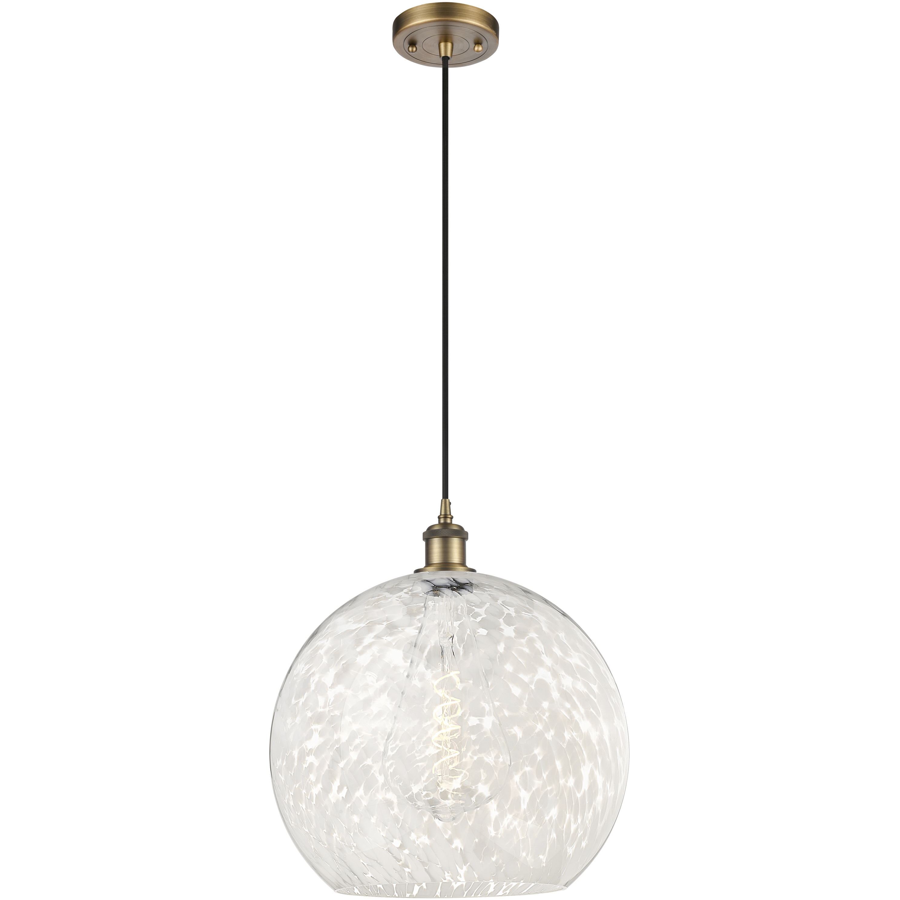 Ballston White Mouchette 1 Light 13.75 inch Brushed Brass Cord Hung Pendant Ceiling Light