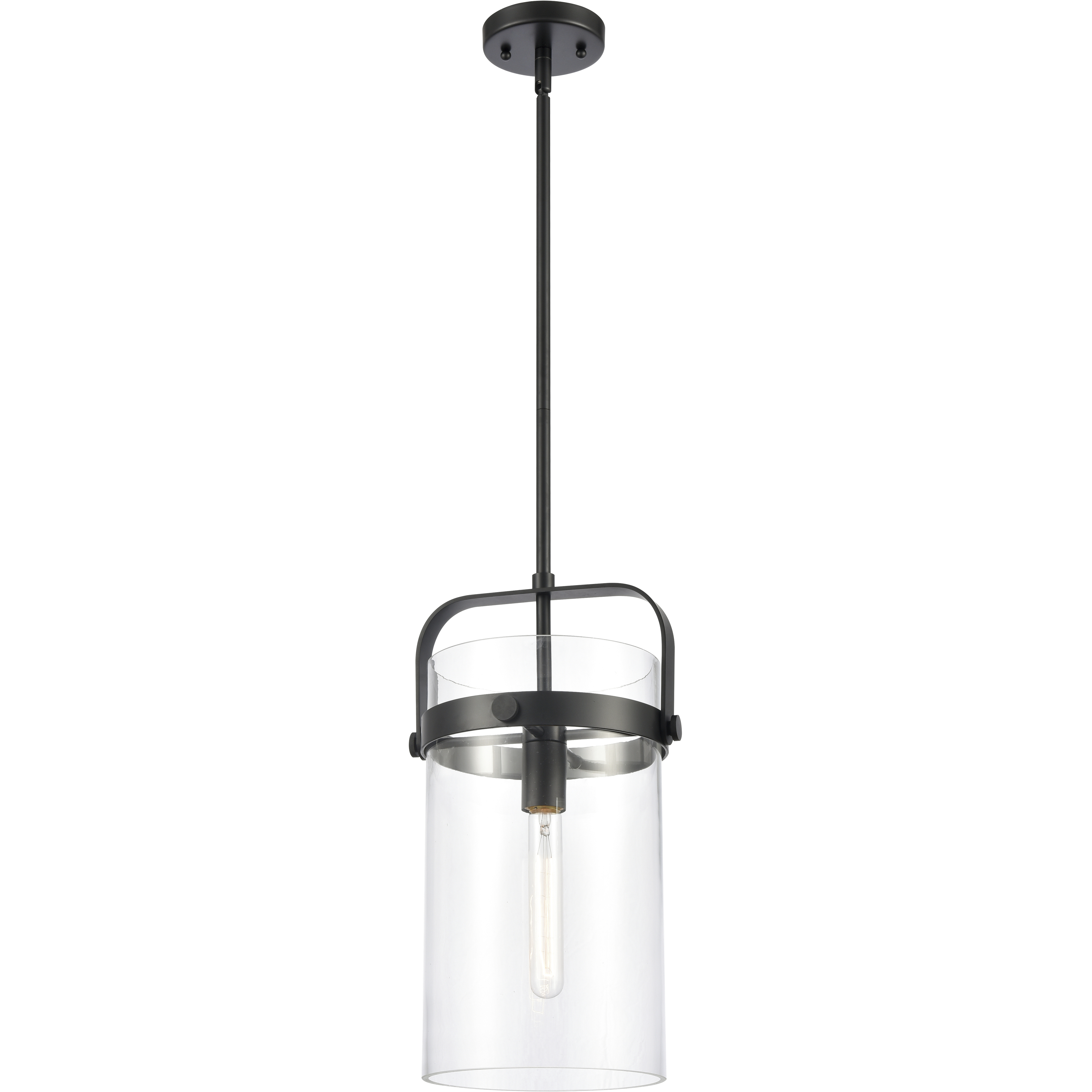Pilaster 1 Light 9.38 inch Matte Black Mini Pendant Ceiling Light in Clear Glass