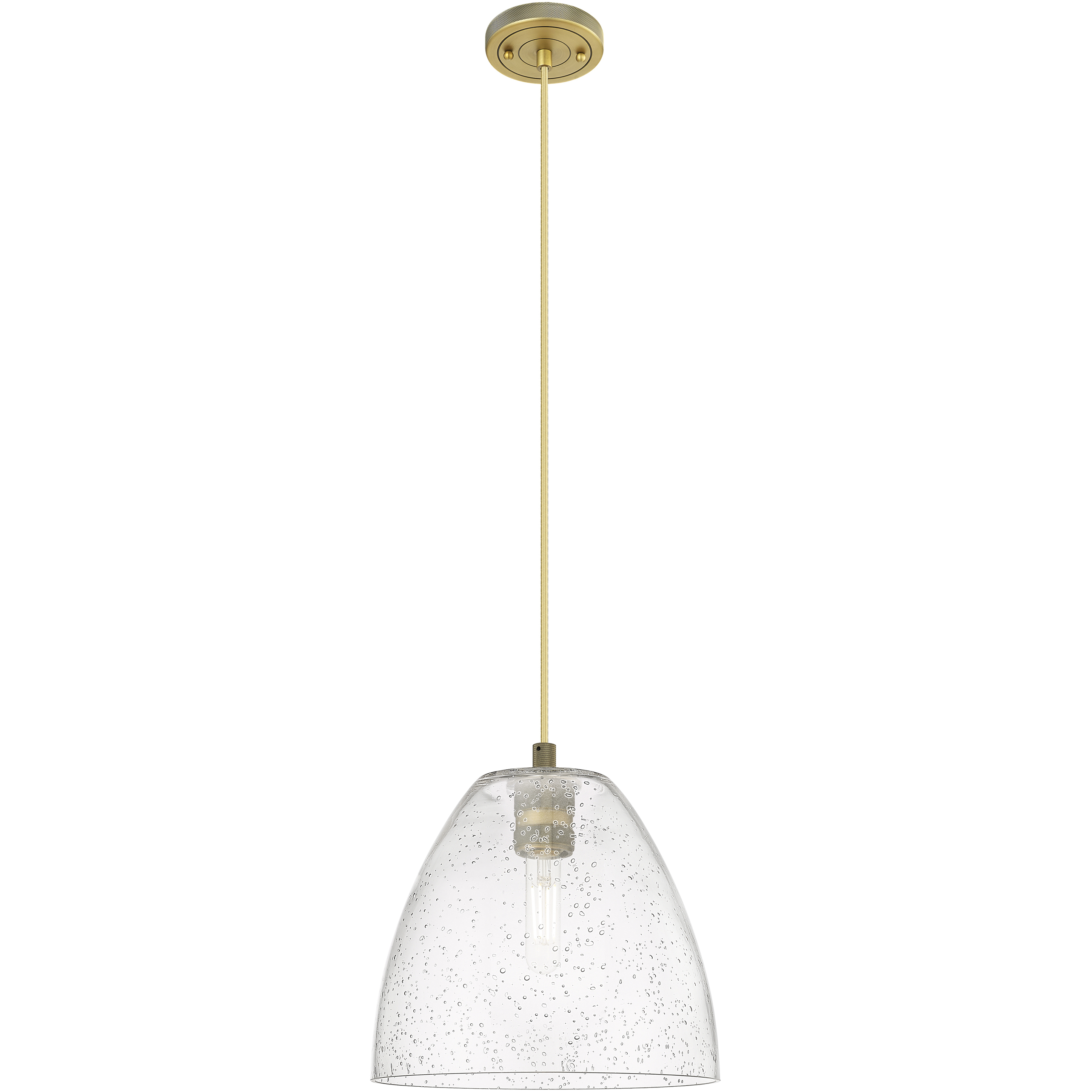 Crown Point 1 Light 9 inch Brushed Brass Pendant Ceiling Light in Seedy Glass