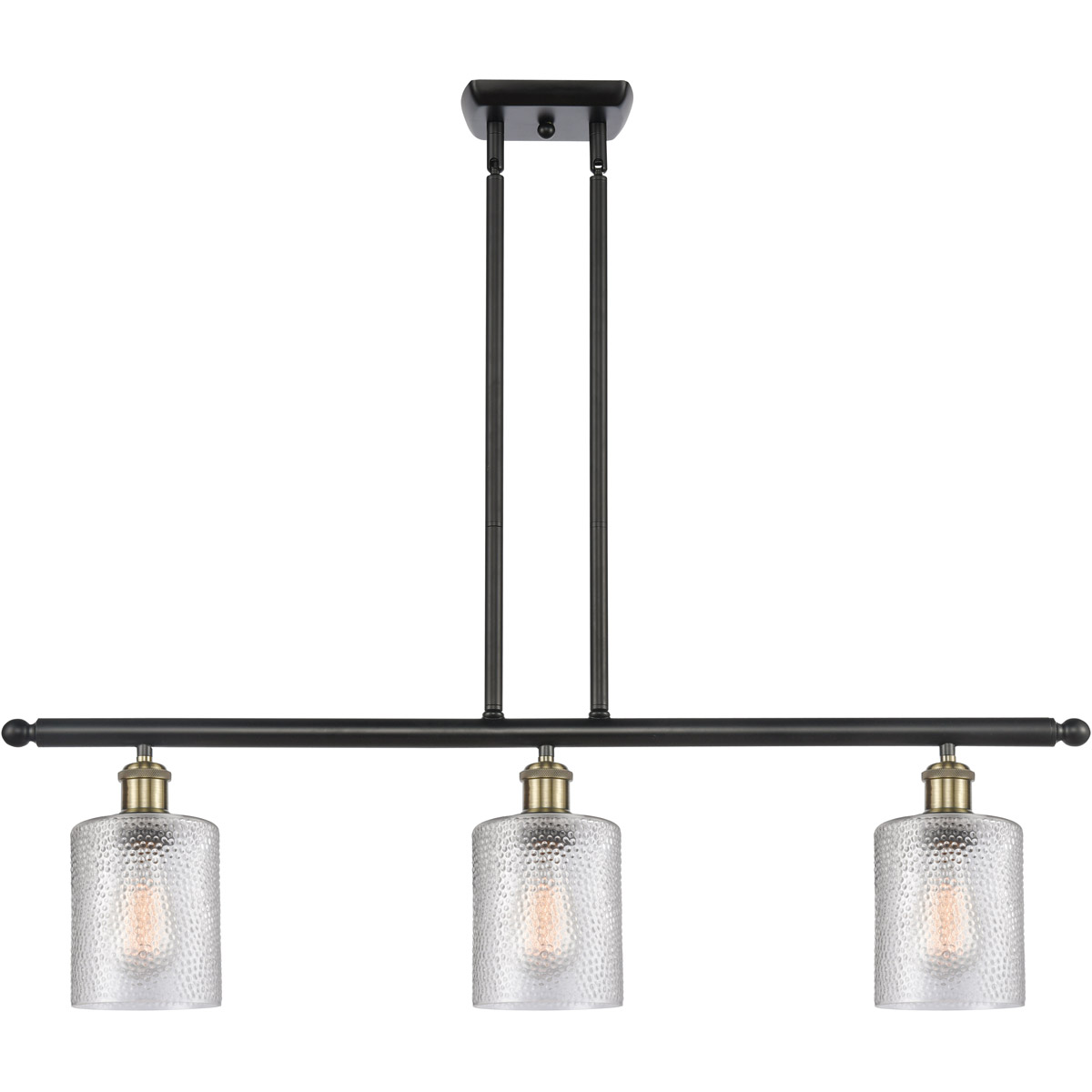 Ballston Cobbleskill 3 Light 36 inch Black Antique Brass Island Light Ceiling Light in Clear Glass, Ballston