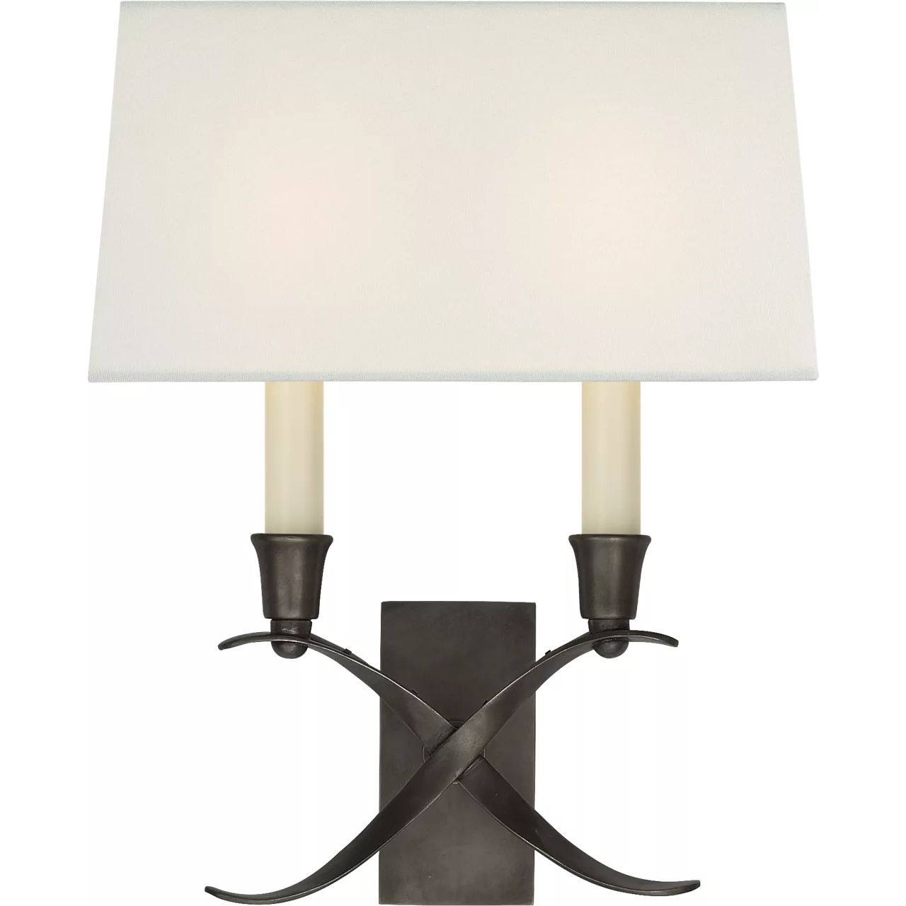 Chapman & Myers Cross Bouillotte 2 Light 11.5 inch Bronze Sconce Wall Light in Linen, Small