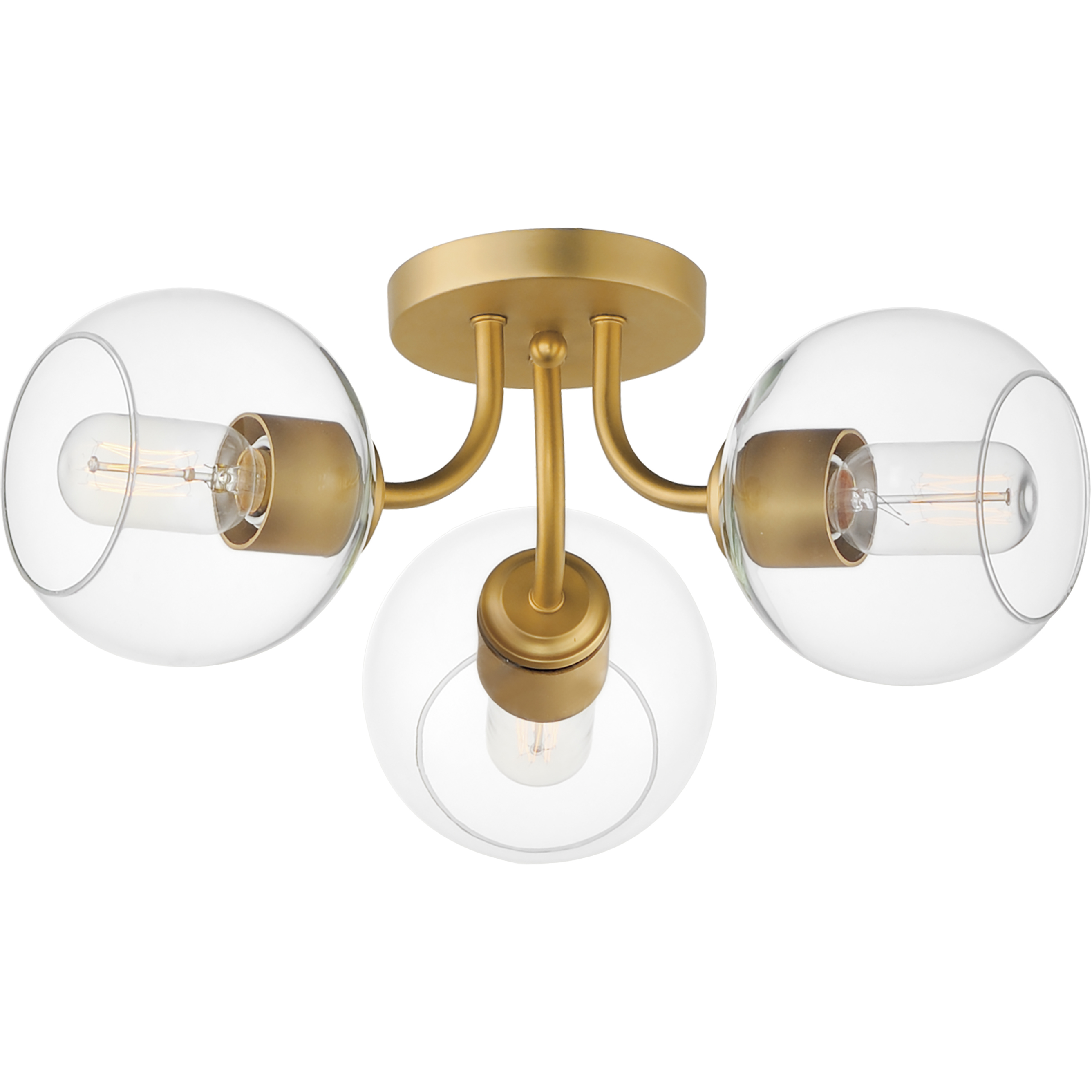 Knox 3 Light 18 inch Natural Aged Brass Semi-Flush Mount Ceiling Light