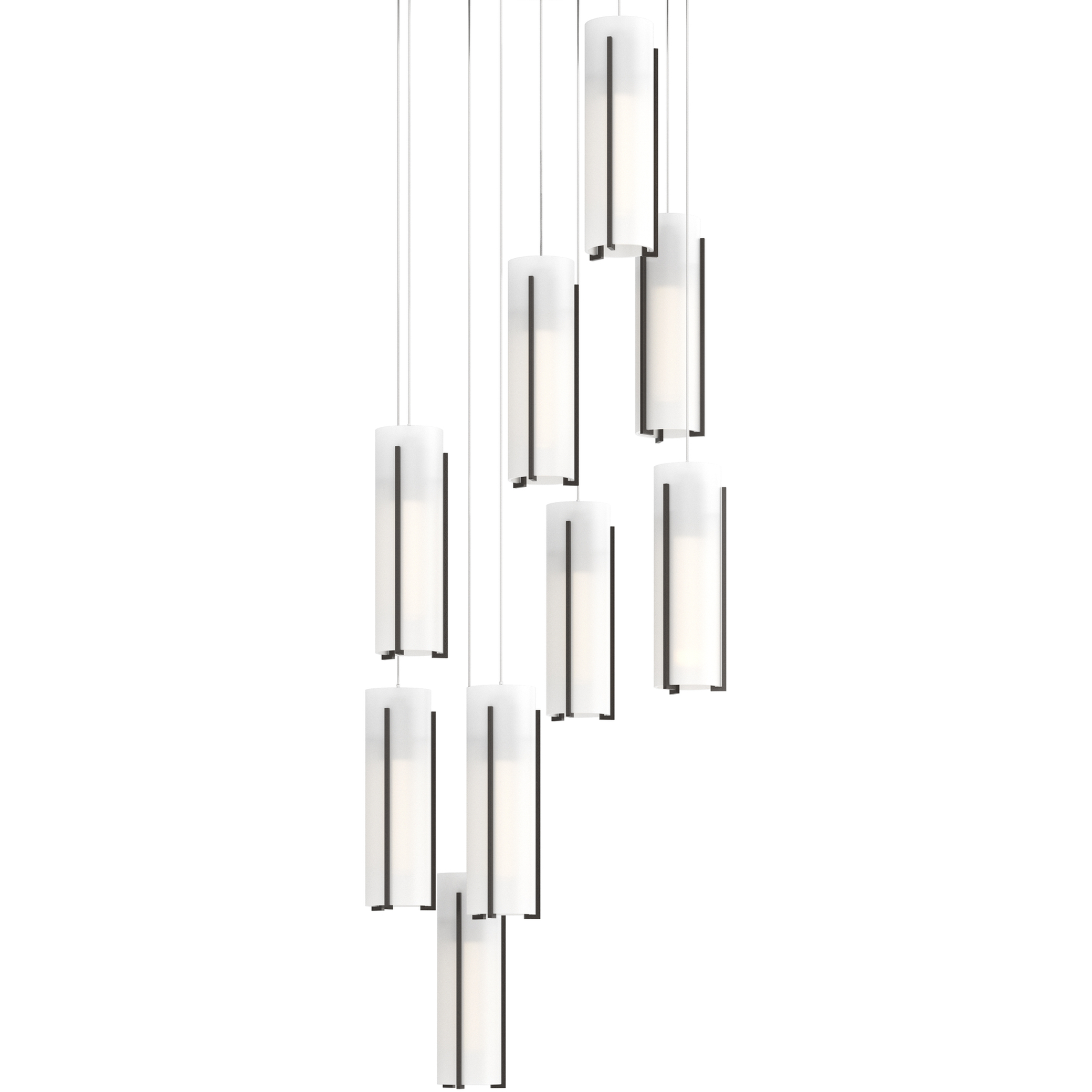 Exos Glass 9 Light 20.5 inch Oil Rubbed Bronze Pendant Ceiling Light in Opal, Long