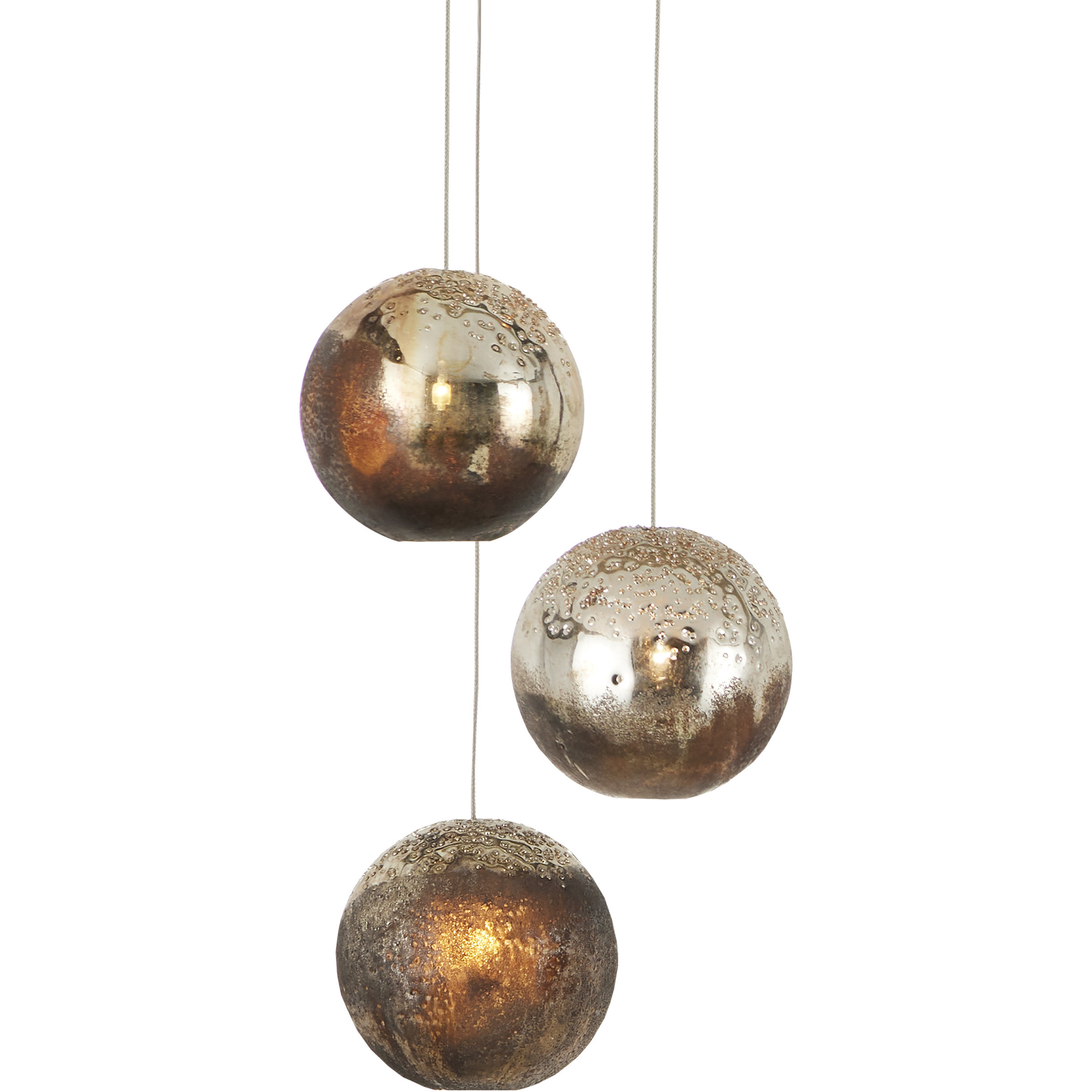 Pathos 3 Light 10.5 inch Antique Silver Leaf Multi-Drop Pendant Ceiling Light