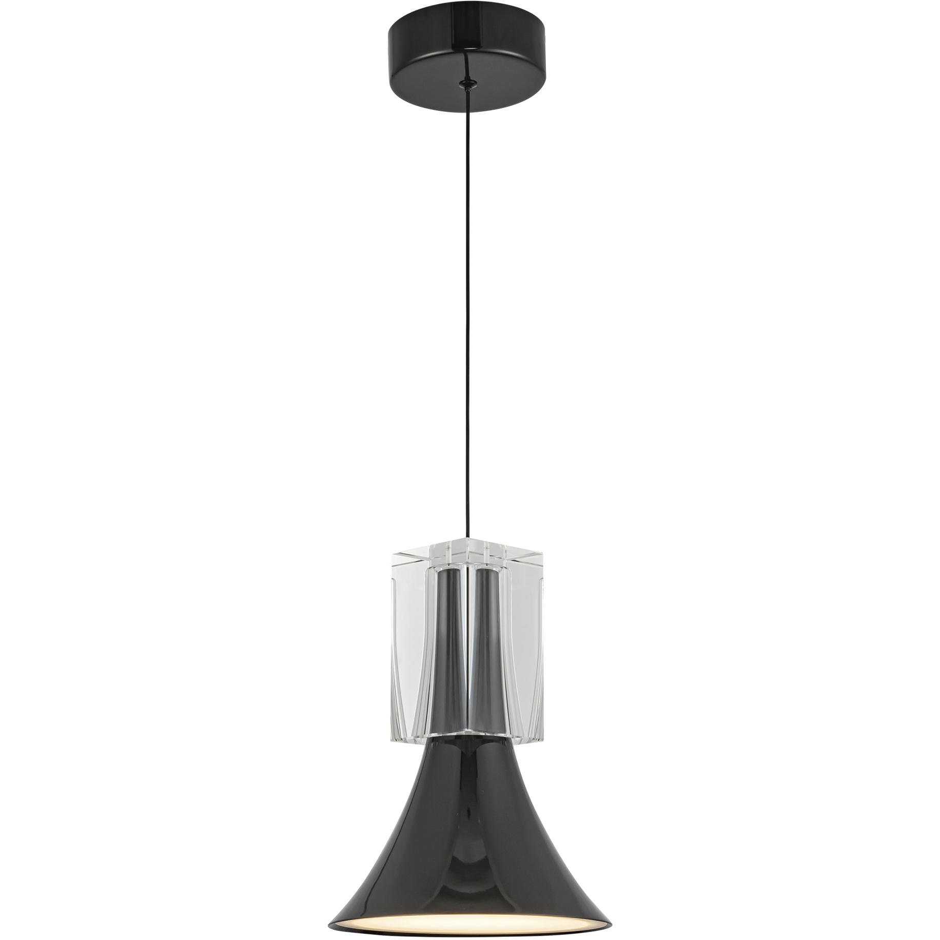 Floe LED 8 inch Glossy Black Pendant Ceiling Light
