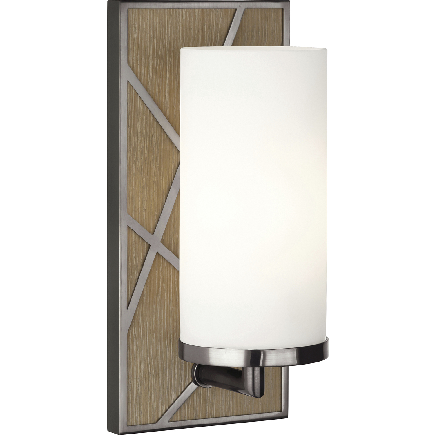 Michael Berman Bond 1 Light 5.5 inch Driftwood Oak Wood Wall Sconce Wall Light in Frosted Cased White Glass, Blackened Nickel