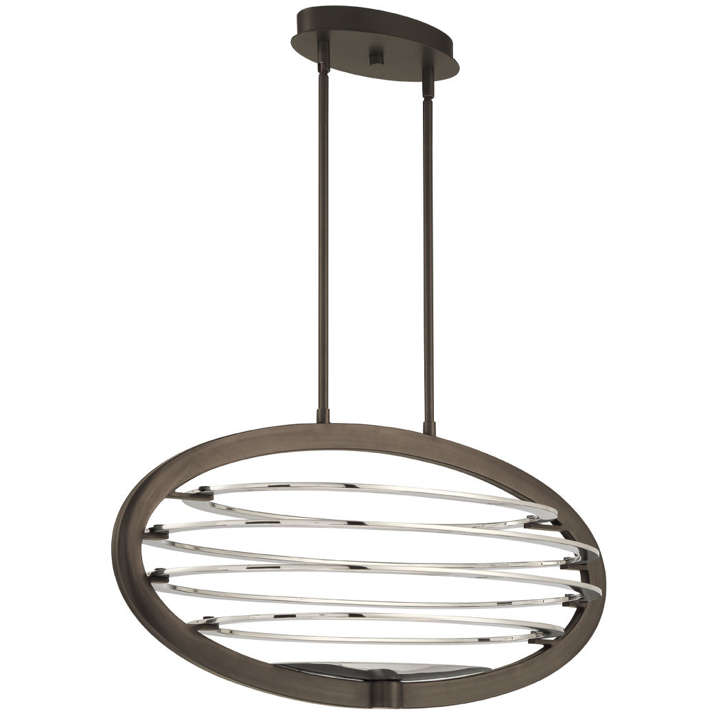 Ombra LED 17.25 inch Dark Bronze and Polished Nickel Chandelier Ceiling Light